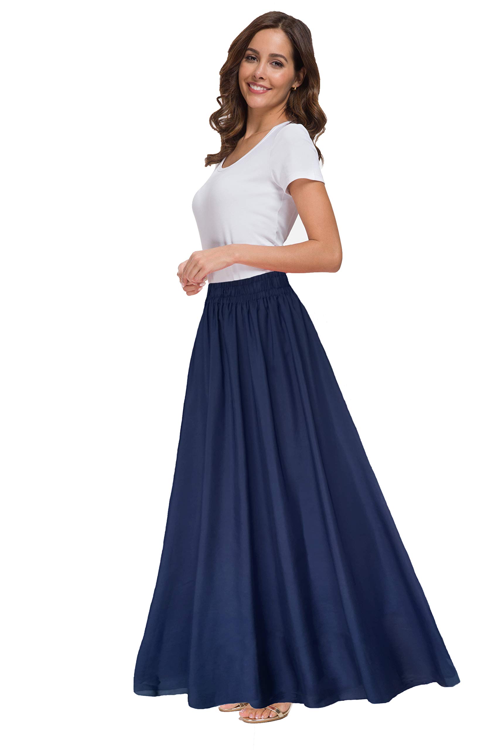 Jupe longue rétro en mousseline de soie pour femme, longueur cheville