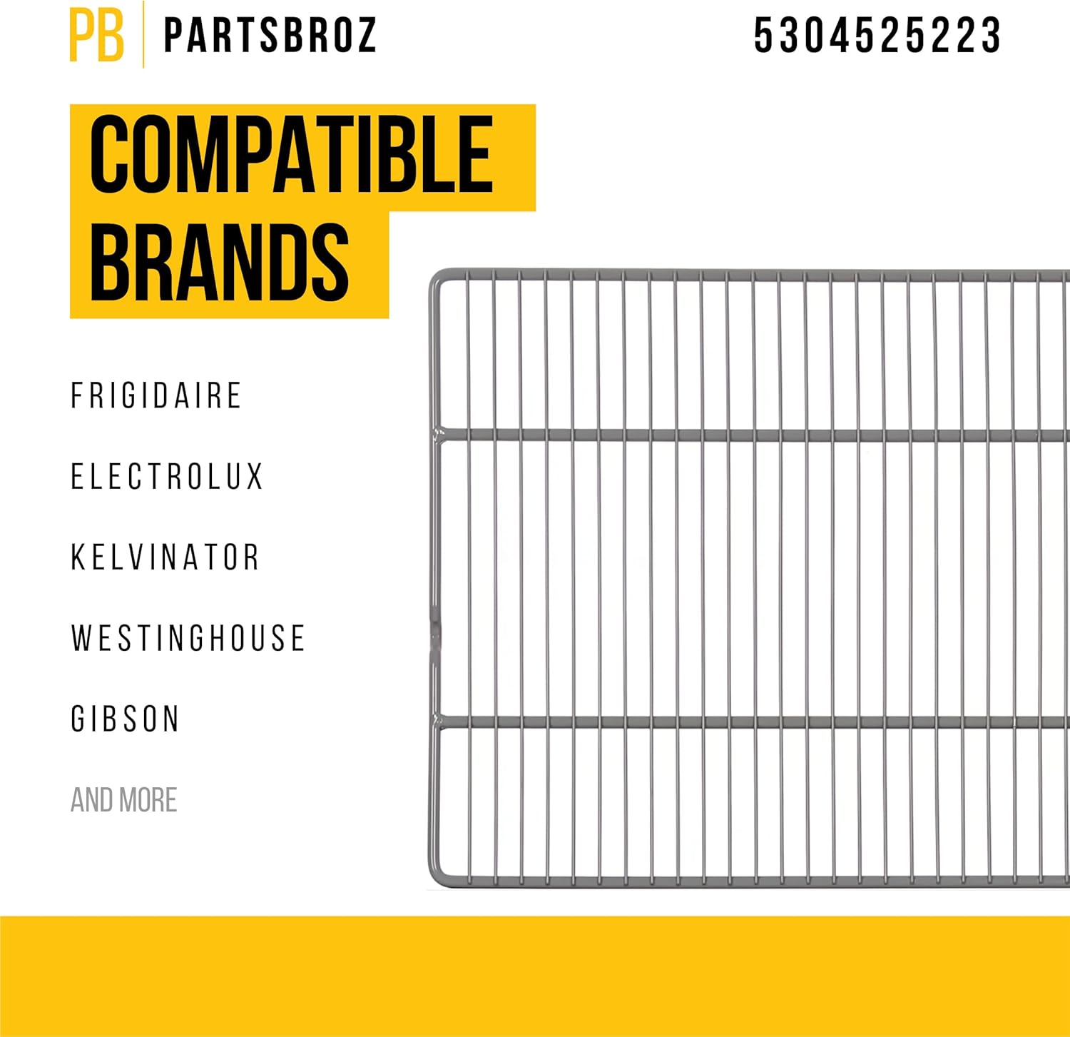 PartsBroz 5304525223 Shelf - Compatible With Frigidaire Electrolux Freezer - Replaces 5304537120 AP6989895 5304523692 PS17645470 Ultra Durable Replacement Repair Parts Heavy-Duty Quick DIY Fix