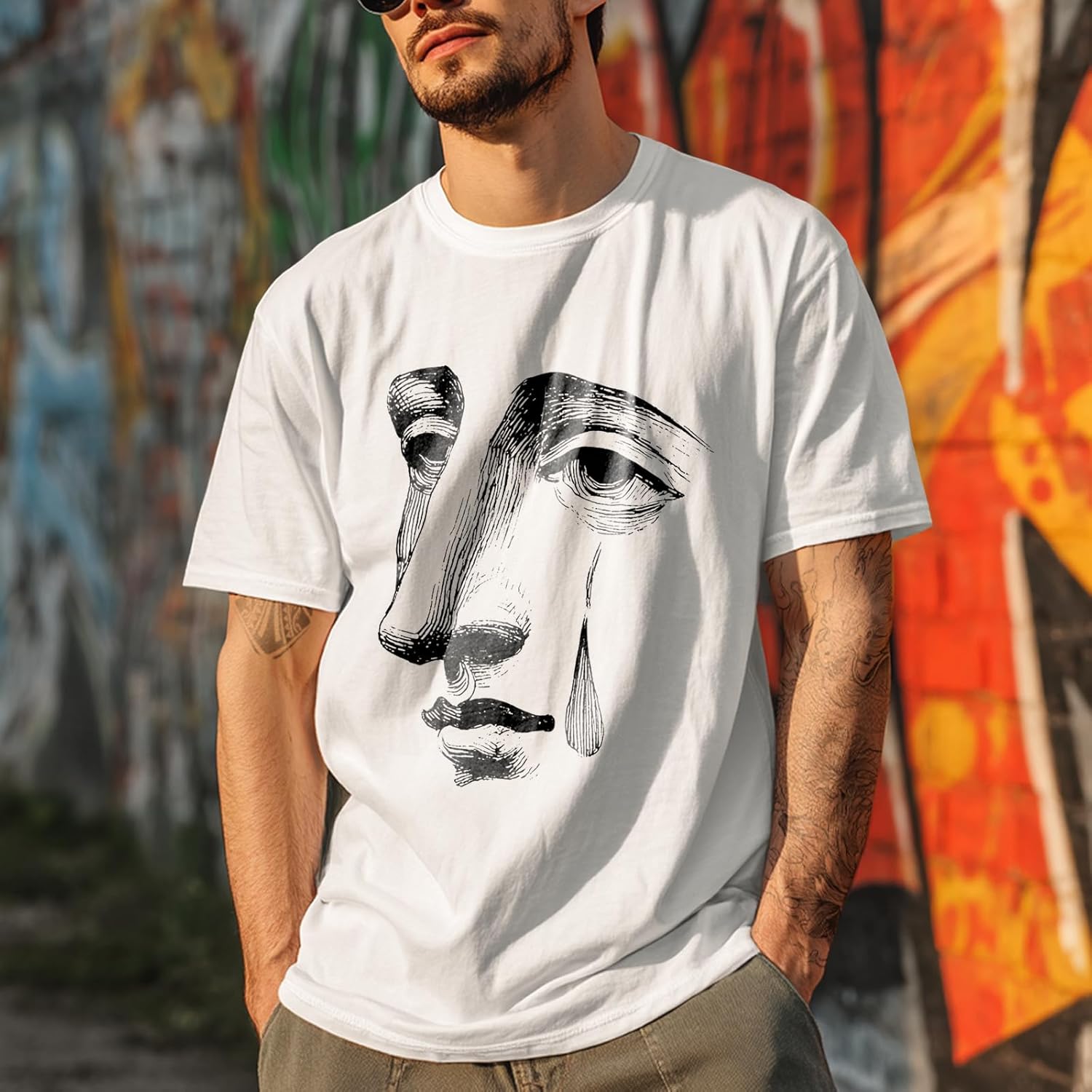 Men's Short Sleeve Shirts Quick Dry Big and Tall Loose Fit Short Sleeve Crewneck Funny Graphic Western Undershirt - Image 2