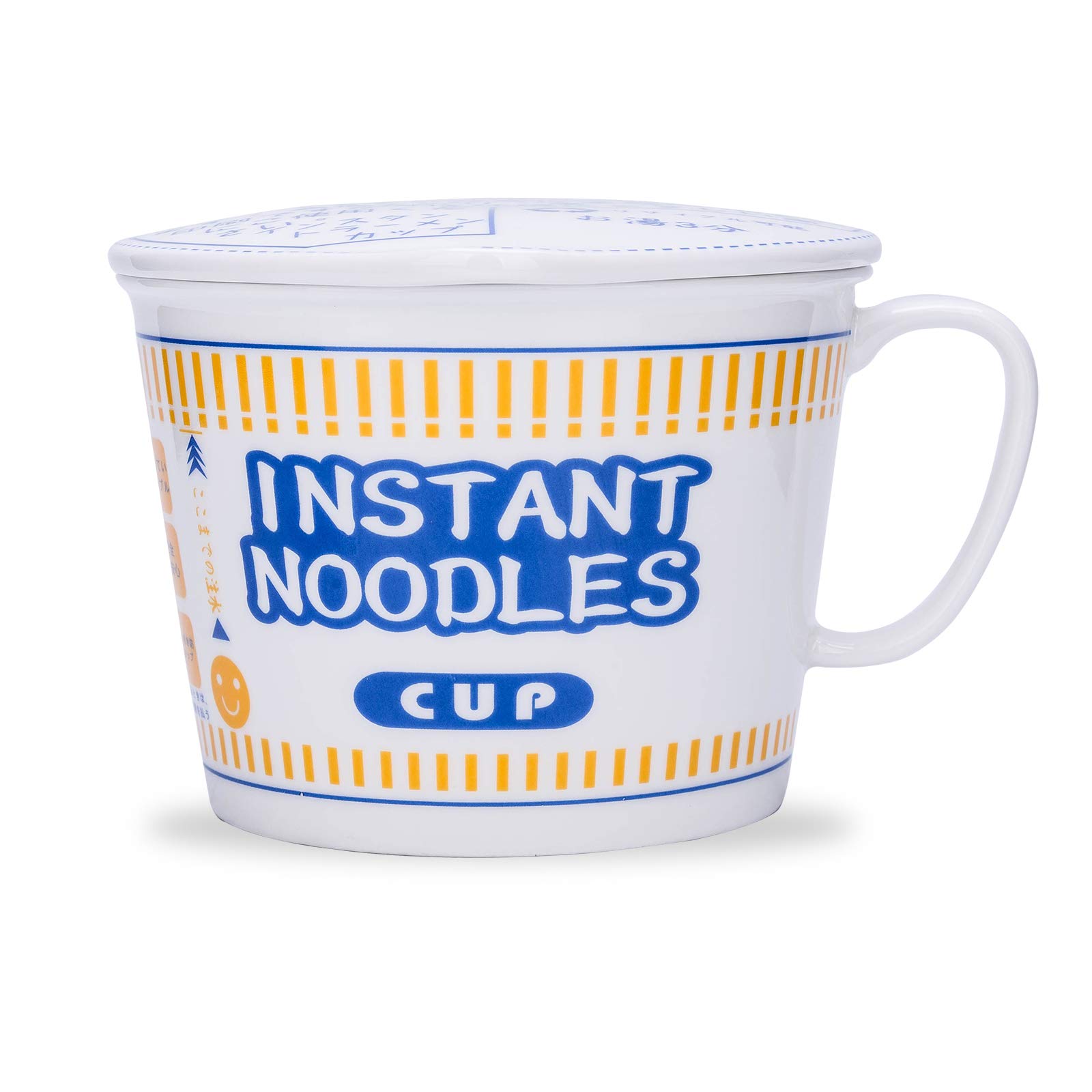 MDZF SWEET HOMECeramic Large Noodle Bowl 27 Oz Soup bowl with Lid, Blue