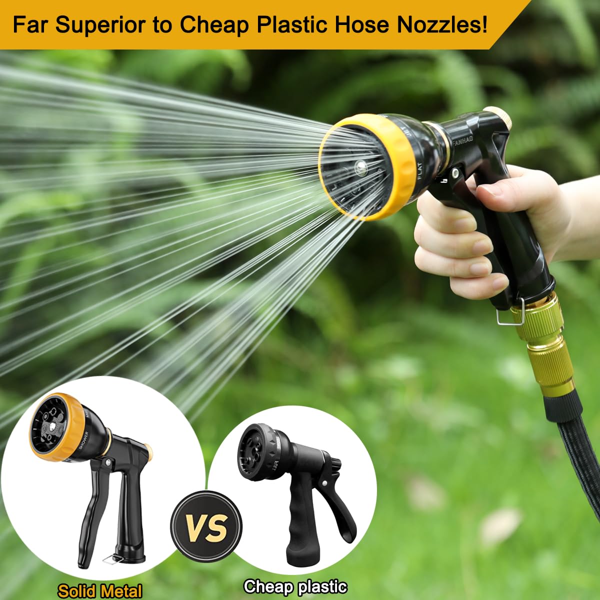 Pistolet Pulvérisateur Tuyau Arrosage QWORK - Pistolet Eau Haute Pression Alliage Zinc Pour Voiture, Plantes Et Animaux