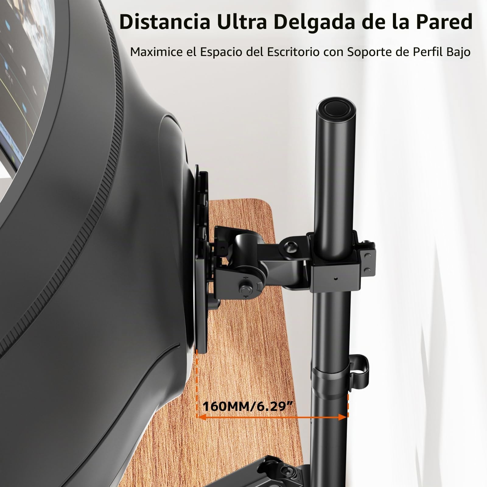 Soporte 3 Monitores-1 Fijo 49" y 2 Gas Spring 35",Columna de 80 cm Brazo Monitor Totalmente Ajustable,Capacidad de Carga máxima 20 kg
