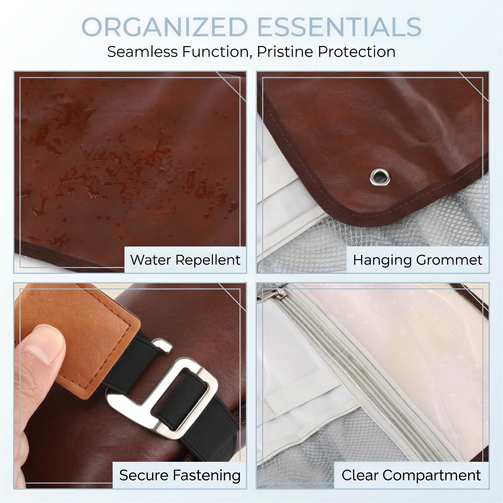 Trousse de Toilette pour Homme, Organiseur de Voyage Compact et Pliable en Cuir PU, 13 Poches, Pochette imperméable pour Rasage et Accessoires de Toilette