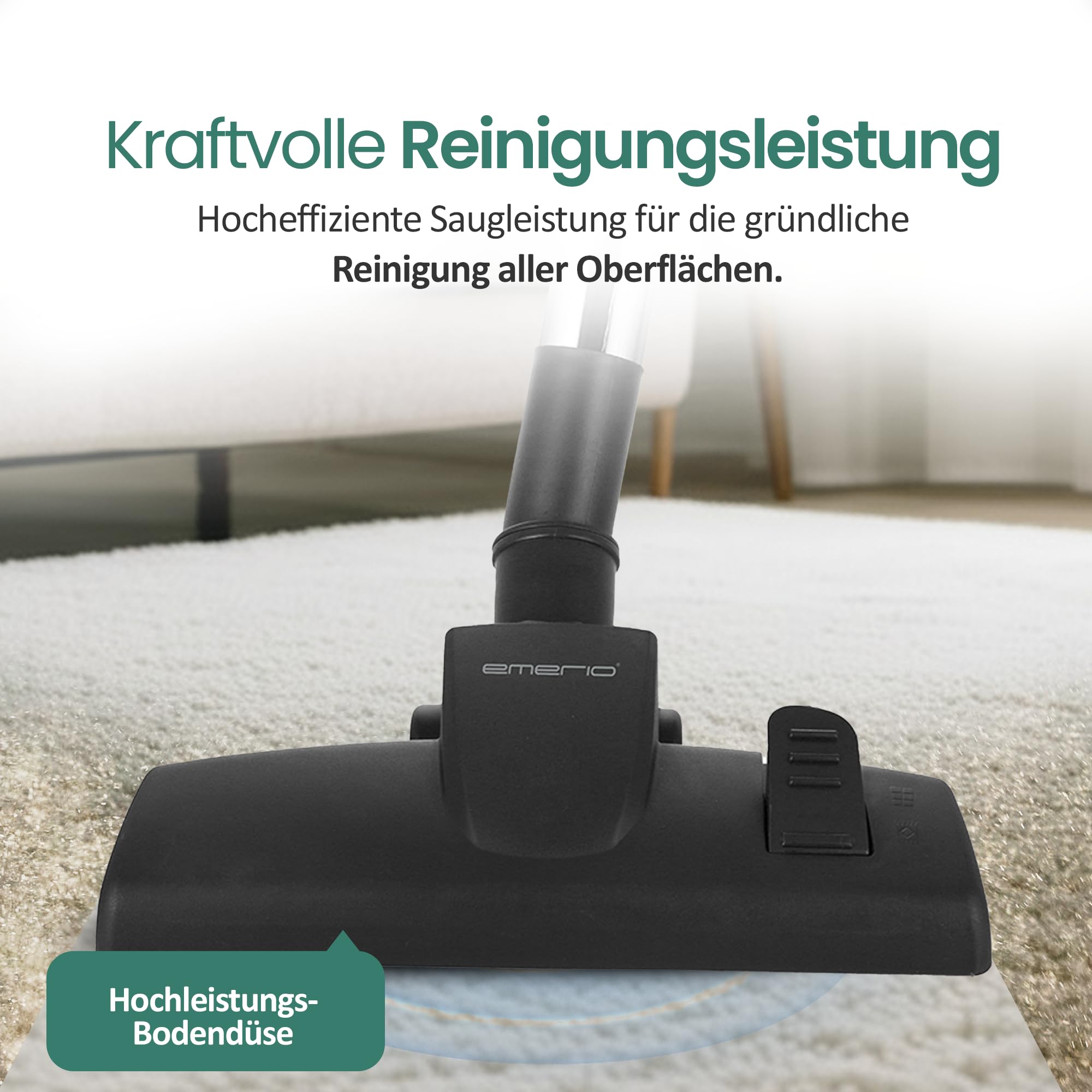 Emerio VE-109959.14, Staubsauger SIEGER PREIS/LEISTUNG 05/2020 Haus&Garten Test, leistungsstark, 800 Watt, kompakt & leicht, mit Beutel, für Hard- & Teppichboden, 2.0 L, Staubbeutel Y50 kompatibel