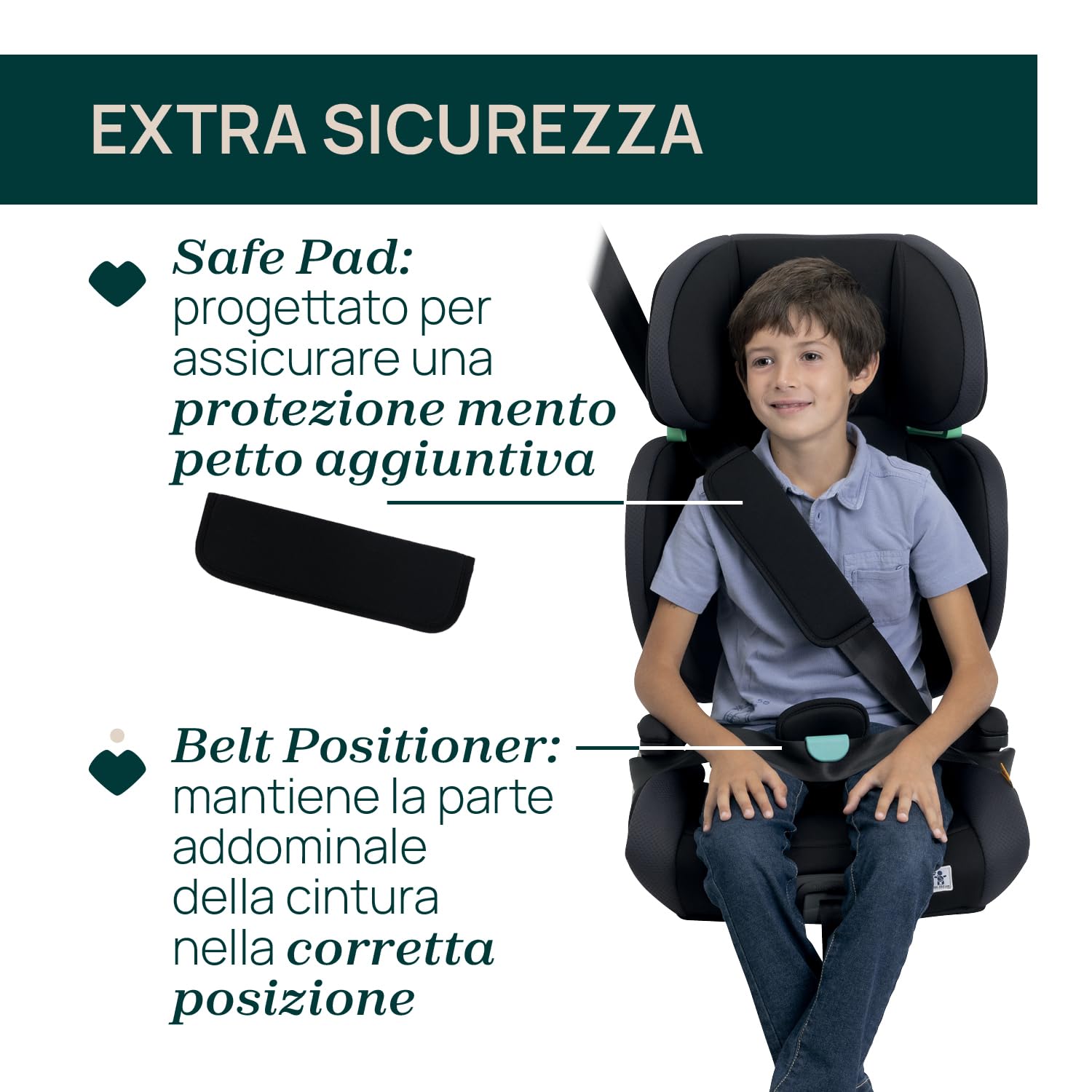 Chicco Quizy i-Size, Seggiolino Auto 3-12 Anni (100-150 cm), Peso 15-36 kg, Con Sistema Isofix, Regolabile in Altezza, con Braccioli Imbottiti e Seduta Confortevole, Gruppo 2/3, Nero