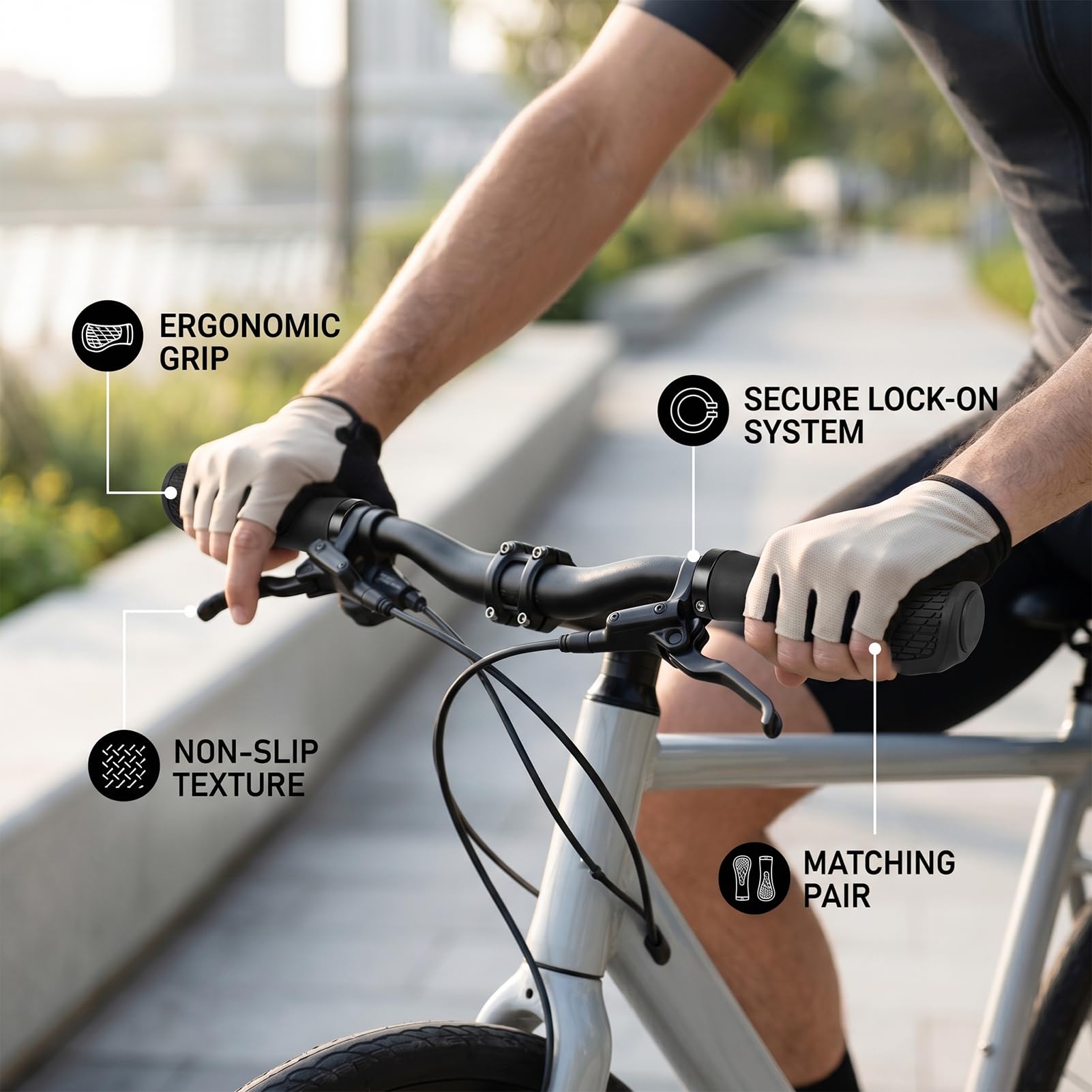 Wakects Impugnature Ergonomiche per Manubrio da Bicicletta, Impugnature per Mountain Bike in Gomma Morbida, Design Antiscivolo e Ammortizzante, Facile Installazione Elastica per il Pendolarismo su