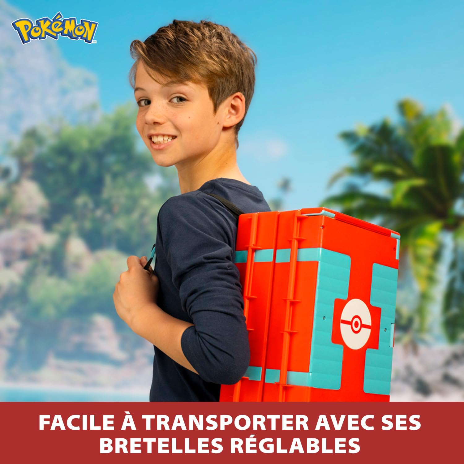 BANDAI - Pokémon - Sac à Dos du dresseur Plage - Univers de Jeu Pokémon avec Mini-Jeux - Sac Qui se transforme en Aire de Jeu Plage - Figurine Pikachu Incluse - Coffret Jouet Enfant 4 Ans et + JW3424