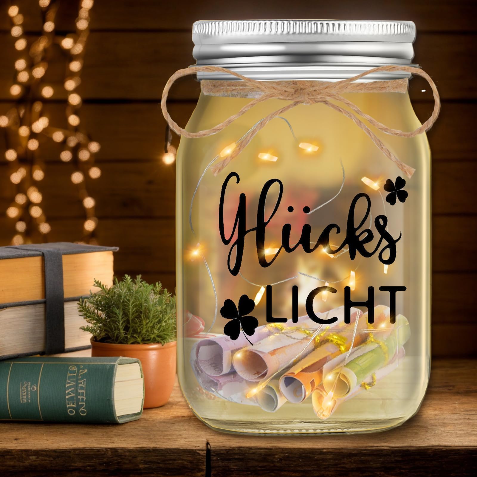 Johiux Glückslicht LED Flaschenlicht Geldgeschenke Geburtstag,Geburtstagsgeschenk für Frauen Männer,Beste Freundin Geschenke für Frauen zu Muttertag Hochzeit Jugendweihe Abschluss und Weihnachten.