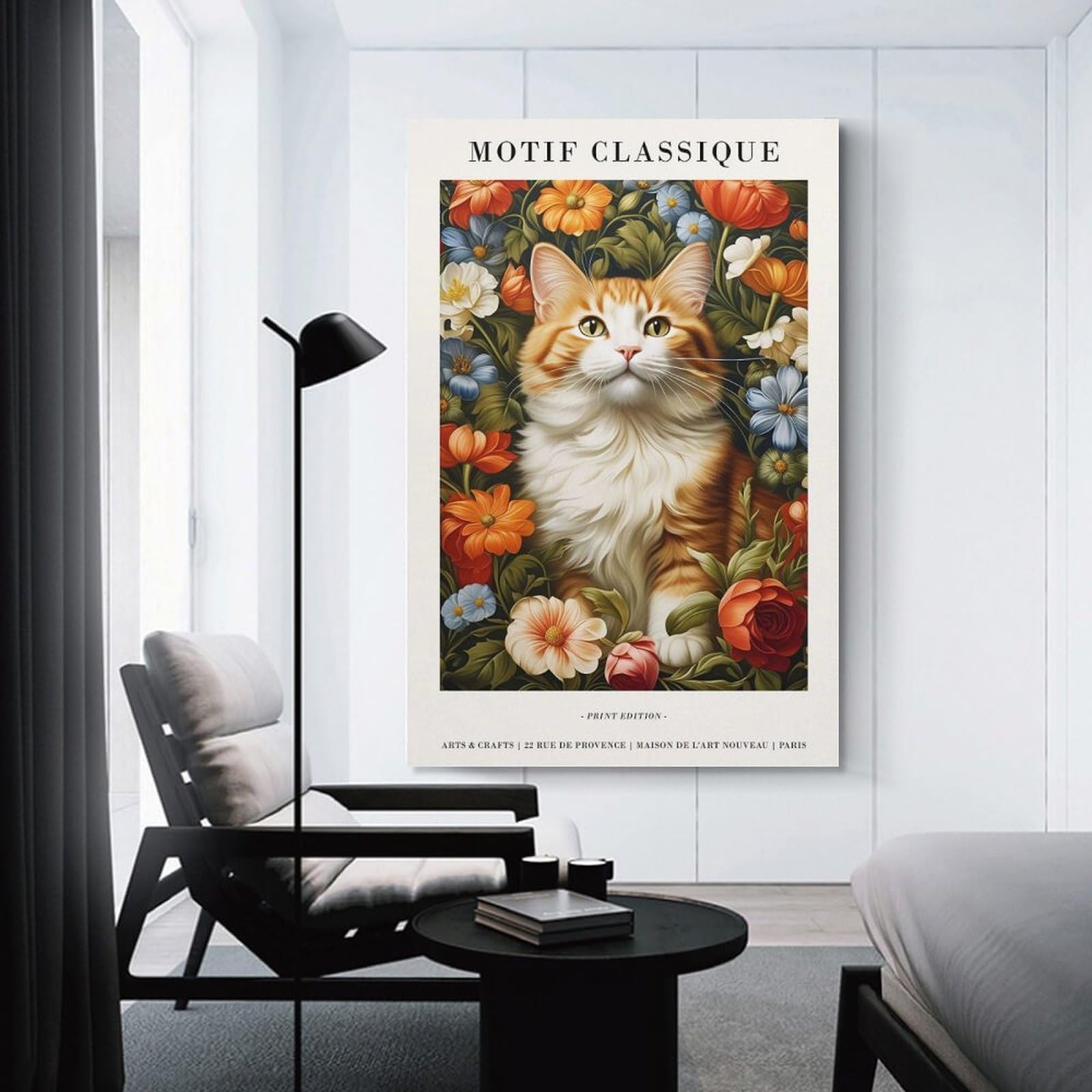 Junmoney Unframe-Style-21-1 Canvas Wall Decor Victorian Cute Kitty, 16X24inch(40X60cm), For Home Lounge, Bedroom Or Reading Nook, Eye Catching Artwork For Blank Walls