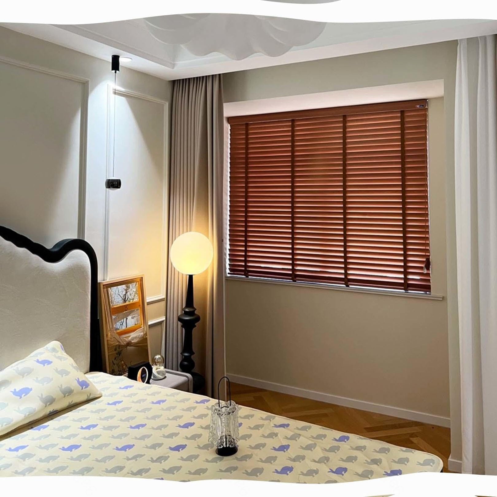 DIOB Cortinas de oscurecimiento de Madera Maciza,Persianas horizontales venecianas,Lamas de 50 mm,Tonos de Madera de privacidad,Persianas de Ventanas (Size : 90x150cm/35.5x59in)
