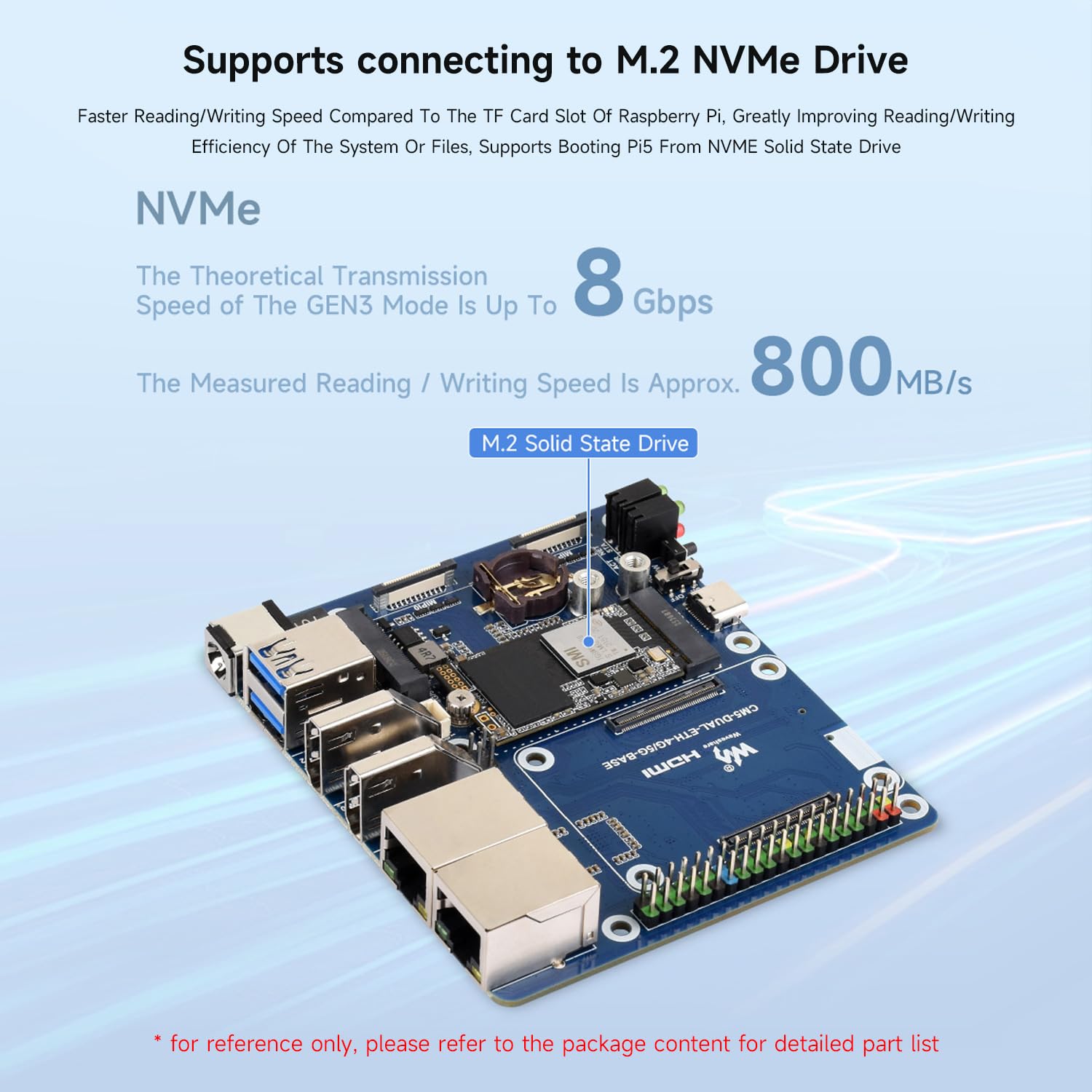 Waveshare Dual Ethernet Base Board, Compatible with Raspberry Pi CM5, Supports 4G/5G, Dual 4K Display Outputs, Dual MIPI Interfaces, 40PIN GPIO Header, Dual USB 3.2 Gen1 Ports, PoE Module Support