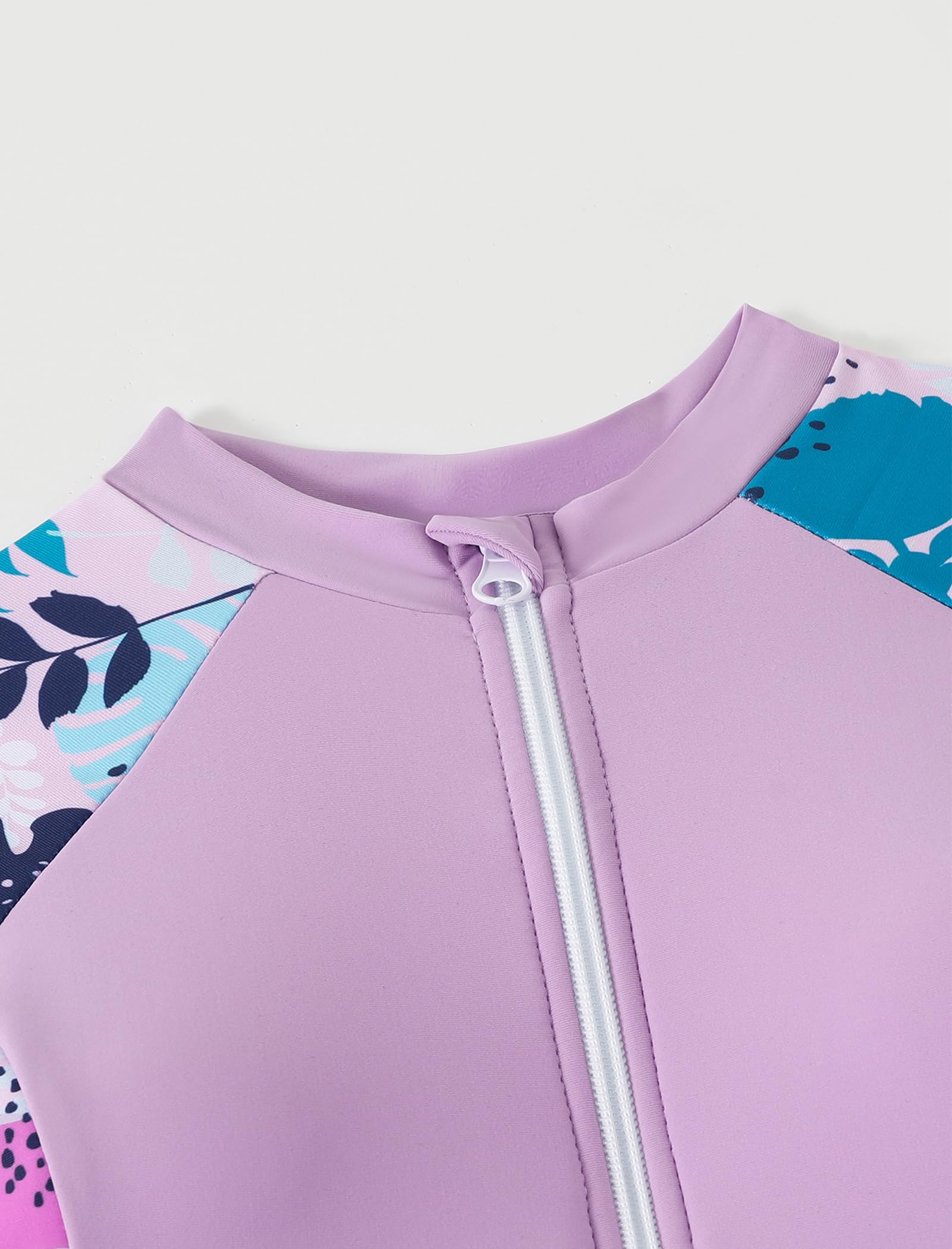 Rashguard-Badeanzug für Mädchen, langärmelig, geteilt, zweiteilig, für Kinder, muslimische Bademode, tropischer Druck