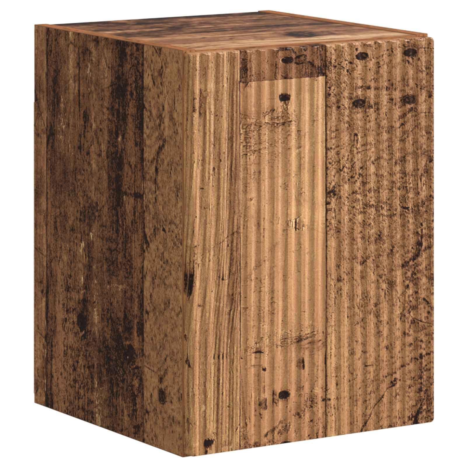 TV-Schrankset 5 pcs Altholz Holzwerkstoff Wandregale Media Center Unterhaltungscenter Fernsehschrank Wohnzimmermöbel Stauraum Schiebetür Kabelmanagement USB Steckdose modernes Design 5-teilig