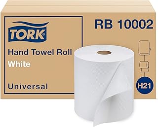Sponsored Ad - Tork Hand Towel Roll, White, Universal, H21, Extra Large, 100% Recycled, 1-Ply, 6 Rolls x 1000 ft, RB10002