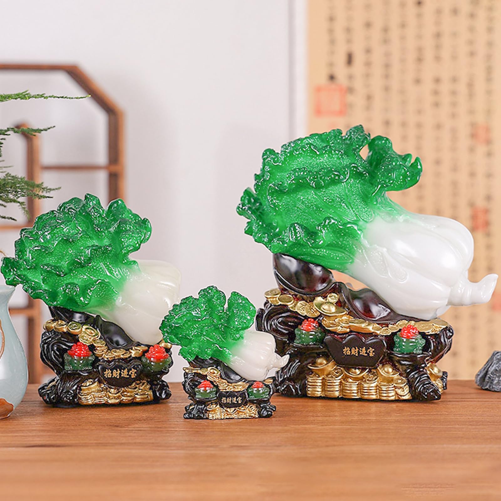 Amazon.co.jp: 幸運の翡翠キャベツ彫刻 幸運の願いに満ちたキャベツ像