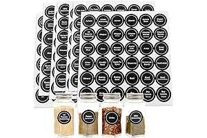 Spice Labels, Waterproof Preprinted 432-Count Round Sticker Labels for Kitchen Jars, Caps...