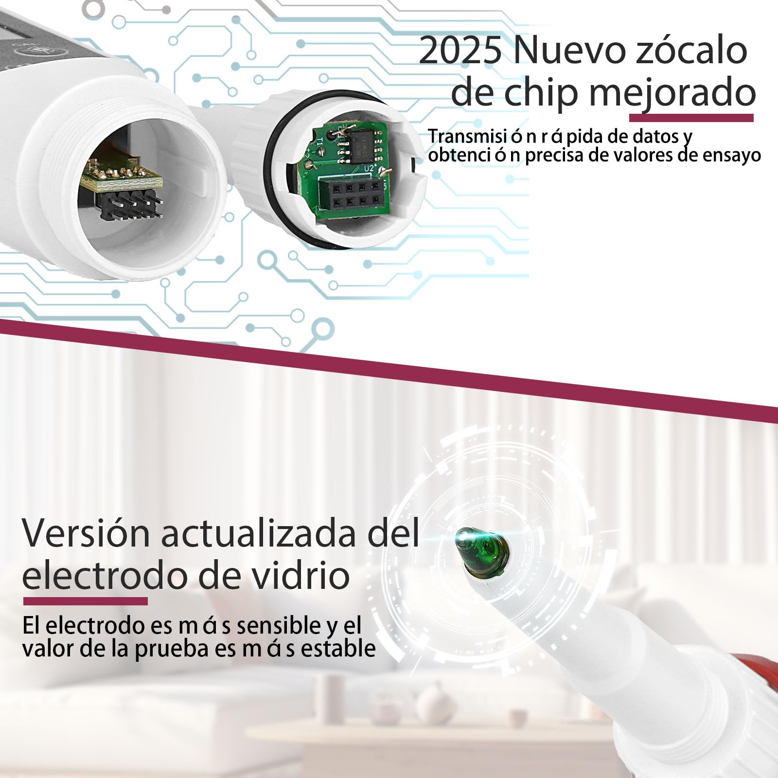 Medidor pH Alimentos Profesional con Sonda de Punta para Analizar pH y Temperatura en Líquidos y Semisólidos