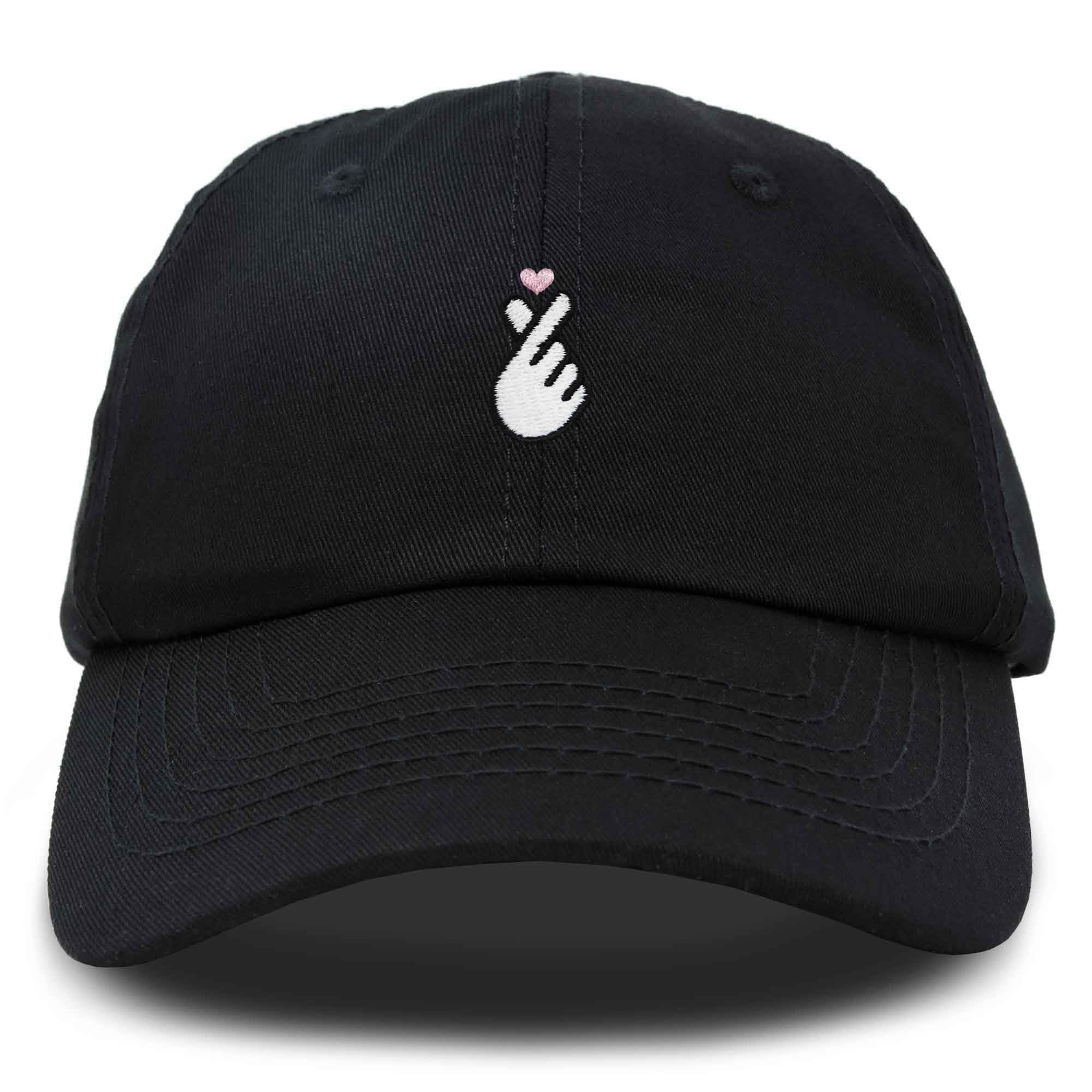 Kpop Korean Love Snap Finger Hand Heart Hat Son Hatu Womens Embroidered Baseball Cap