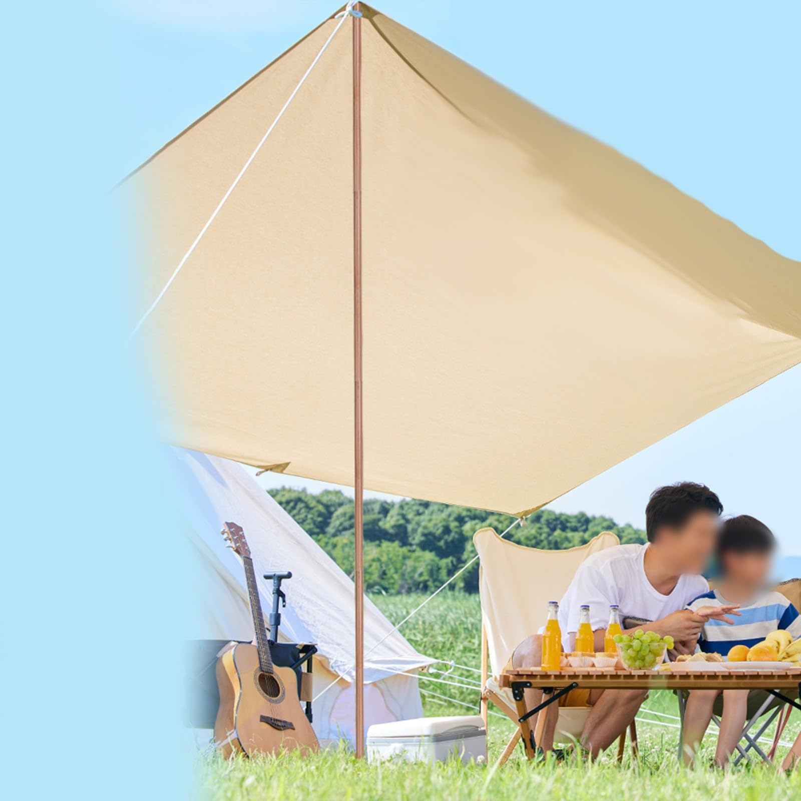 Verstellbare Planenstangen, leichte Zeltstützen aus Aluminiumlegierung mit rutschfester Unterseite für Camping, Strand, 2 (braun)
