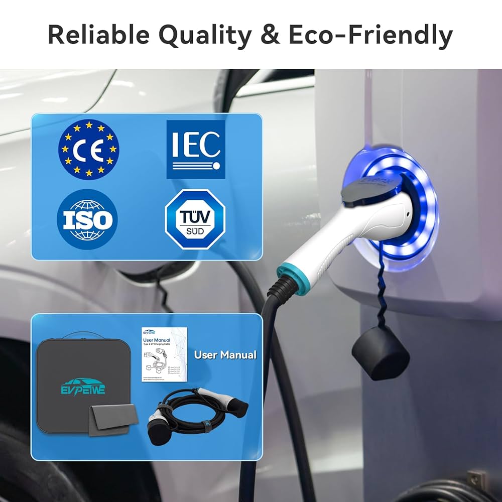 EV Charger Cable 32A 22KW Type 2 To Type 2 Cable Length 5M/7M/10M For Charging Station 1 Phase/3 Phase IEC 62196-2 EVSE For BYD AITTO 3 VOLVO Hyundai IONIQ Tesla BMW Etc
