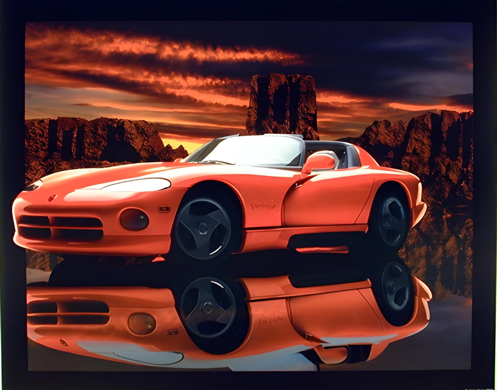 Impact Posters Gallery Classic Red Dodge Viper Lithograph Muscle Car Wall Decor Art Print Poster (16x20)