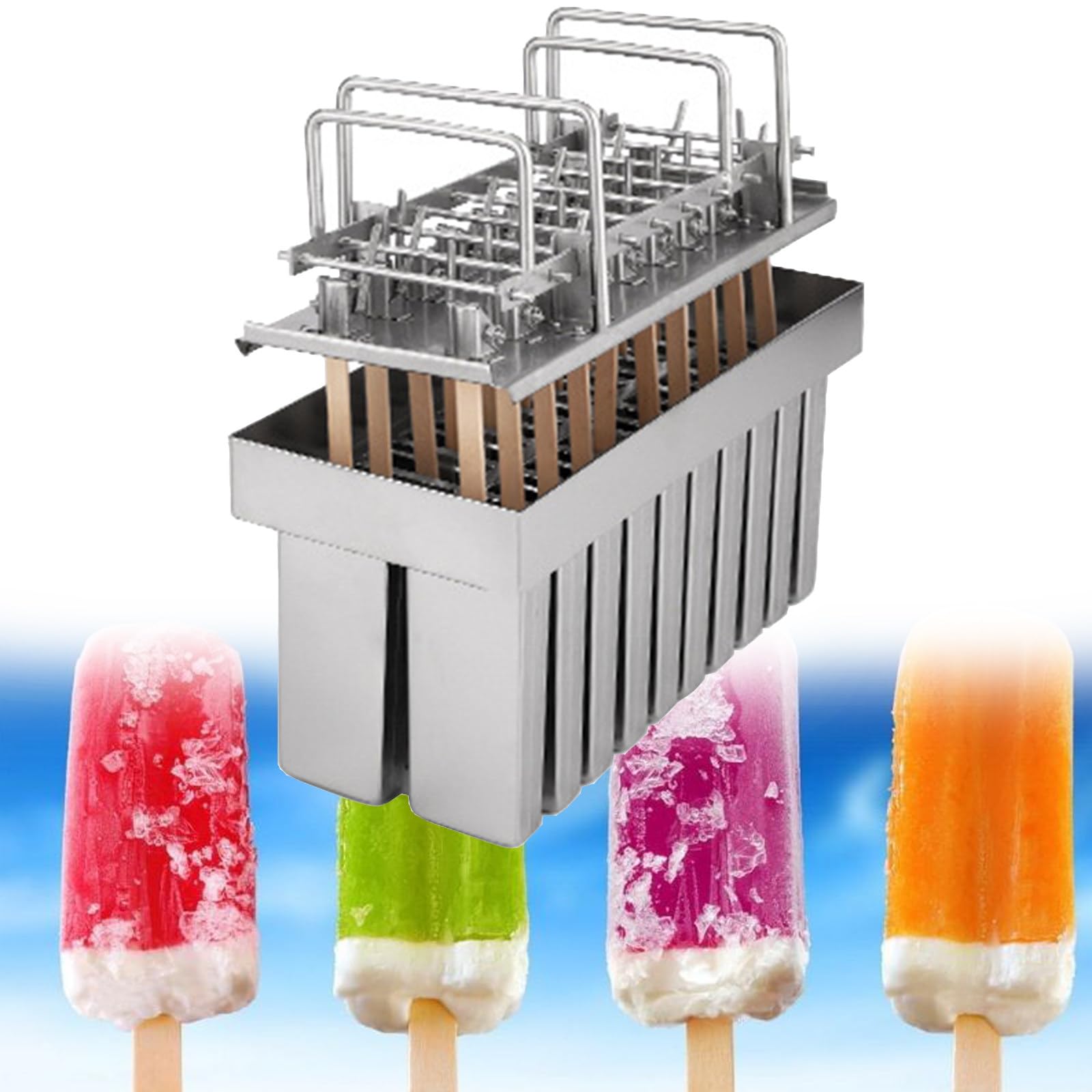 20-teiliges EIS am Stiel-Formen-Set mit 100 Holzstielen und 1 Reinigungsbürste. Gewerbliche EIS am Stiel-Maschine aus Edelstahl 304 (B)