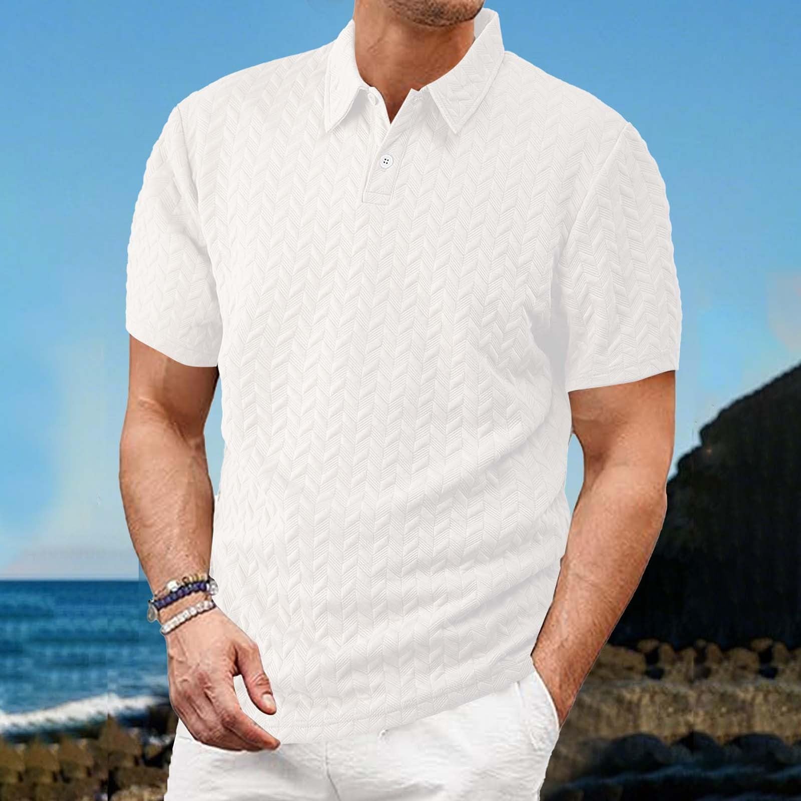 Generisch Men'S Summer Breathable Knitted Lapel T Shirt Shorts Suit Men'S Short Sleeved Suit - Tuta da calcio