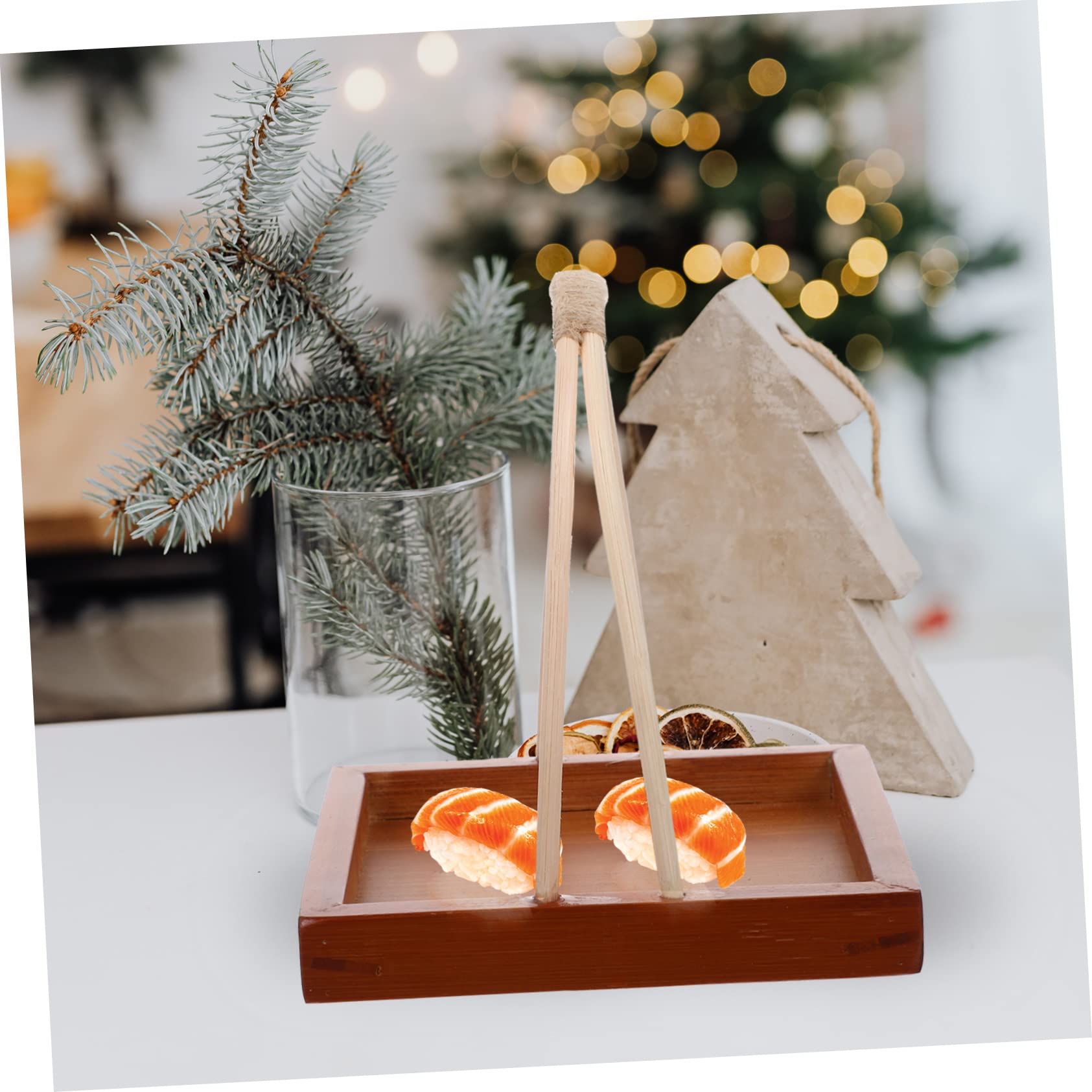 Cabilock Wood Sushi Serving Plate with Handle Portable Pastry Tray for Sushi Snacks Desserts Reusable Easy to Clean Food Platter for Family Gatherings Japanese Cuisine