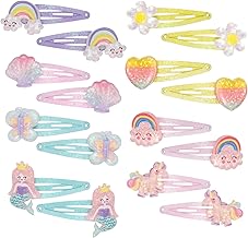 16 Stück Haarspangen Mädchen Glitzer, Haarspangen Kinder Mehrfarbig, Unicorn Meerjungfrau Schmetterling Blumen Herzen Regenbogen Haarclips Niedliche Haarschmuck für Kleinkinder Kinder Mädchen Frauen