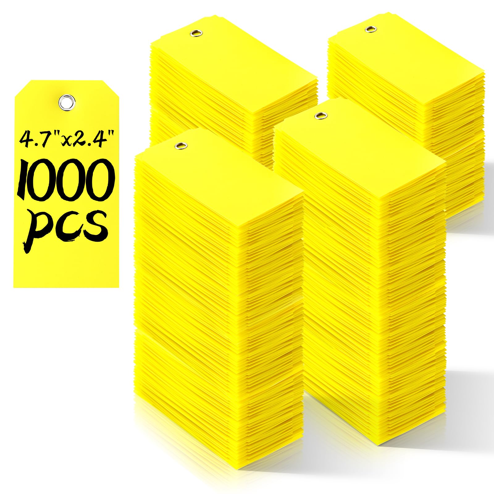 1000 Stück 11,4 cm x 7,5 cm Kunststoff Versandanhänger Gelb Beschriftungsanhänger Beschreibbare Hängeetiketten mit Verstärkungsloch, wasserdichte Gepäckanhänger für Ausrüstung, Autoteile, ohne Kabel