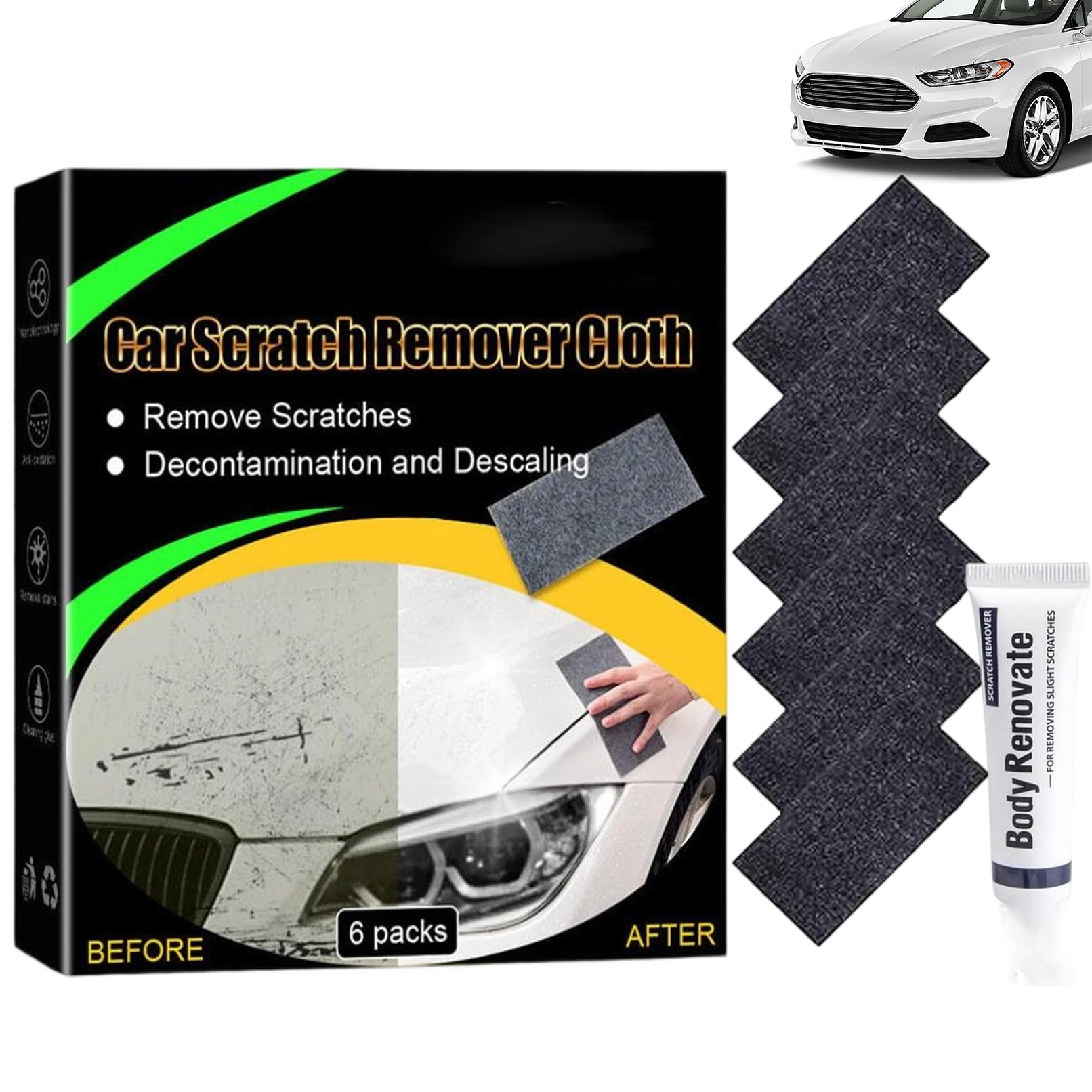 Nanopolix Scratch Remover Cloth,Nano Polix Cloth for Any Car Scratches,Nano Cloth Car Scratch Remover,Cars Paint Scuff Remover, Easily&Quickly Repair Paint Scratches & Water Spots,6PC/Box(1Box)