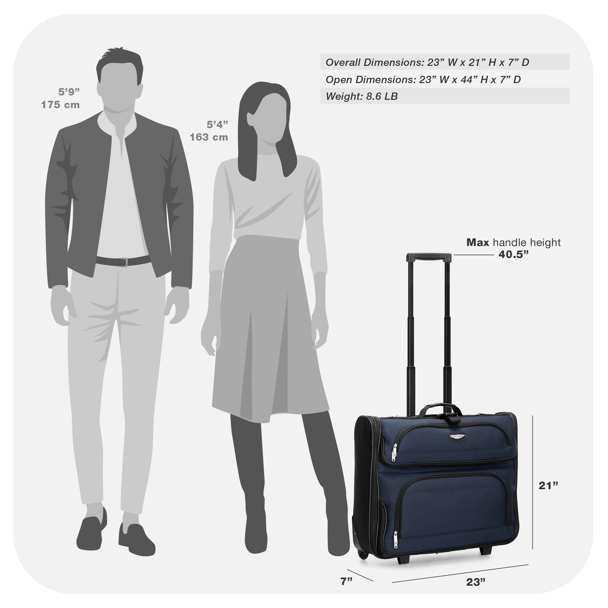Traveler's Choice Unisex Erwachsene Amsterdam Kleidersack mit Rollen Kleidersack mit Rollen, Navy, Einheitsgröße