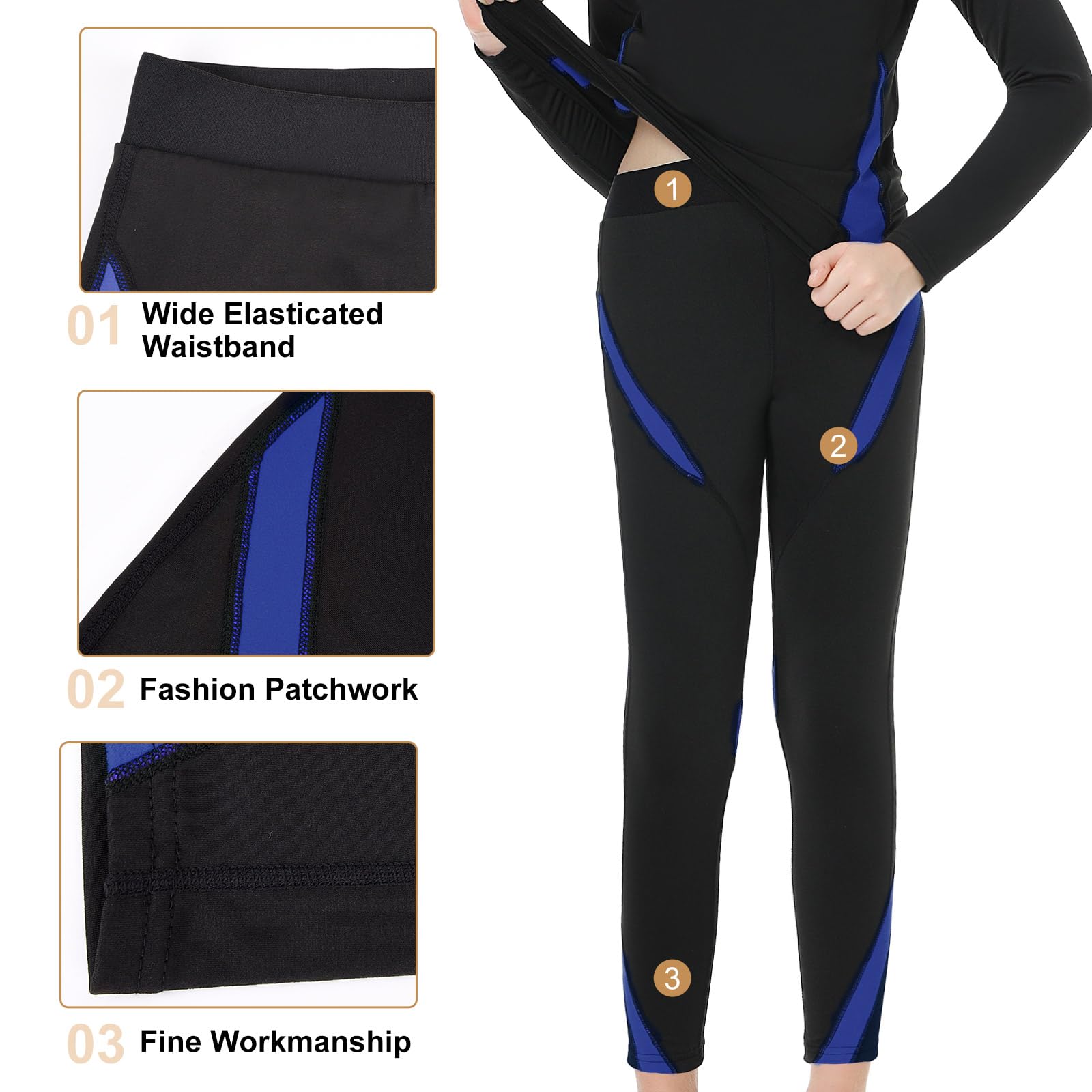 Xnova Intimo Termico Bambino 115-165cm, Biancheria Intima Set Maglia e Pantaloni, Traspirante Riscaldante Base Layer Set Intimi Funzionale per Sonno Corsa Sci Calcio
