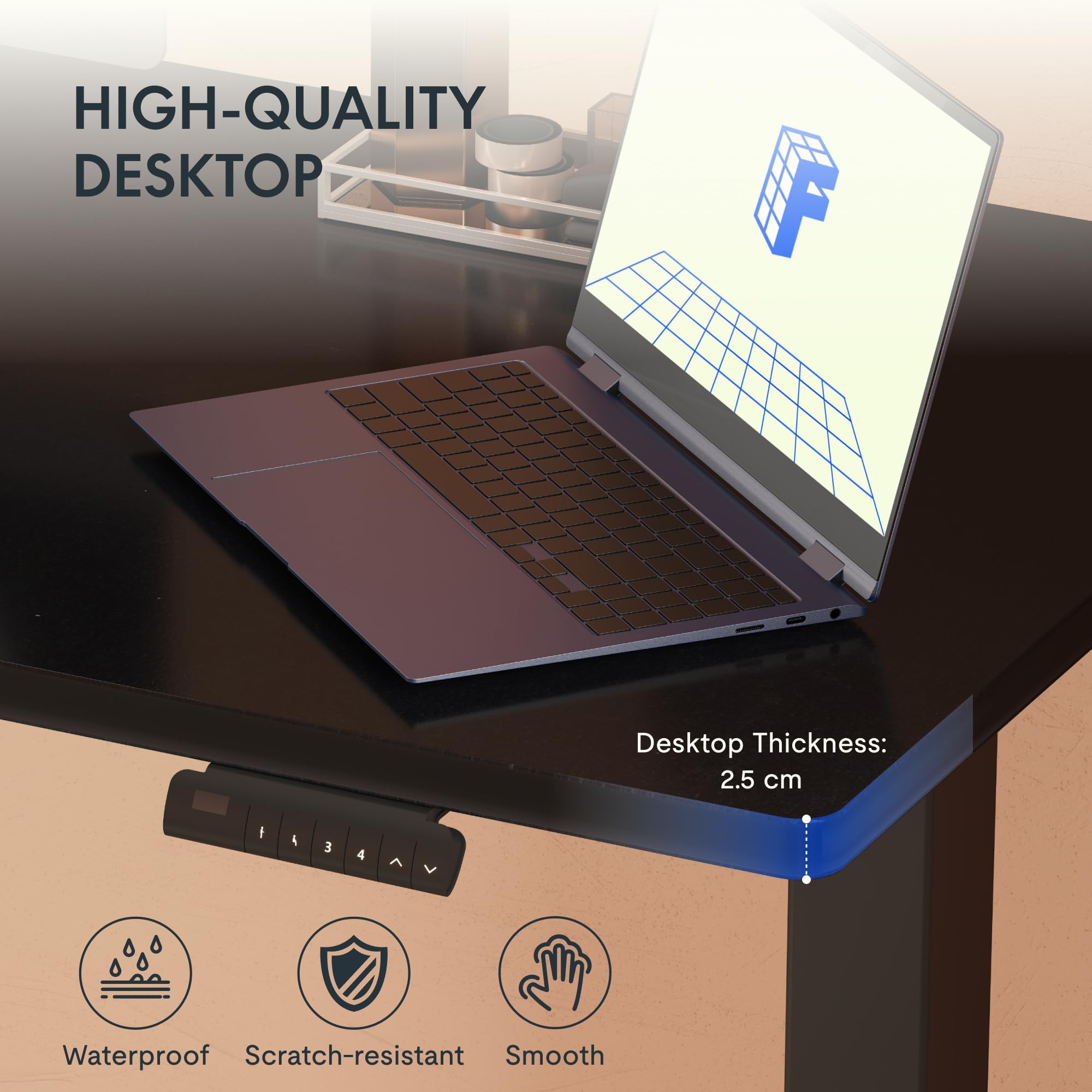 FLEXISPOT Scrivania Regolabile in Altezza 120x60 cm, 2 Motori, Piano Unico 25 mm, Memoria & Display Altezza, Ergonomica con Gestione Cavi, Ripiano Sottoscrivania, Ganci e Clip Fermacavi
