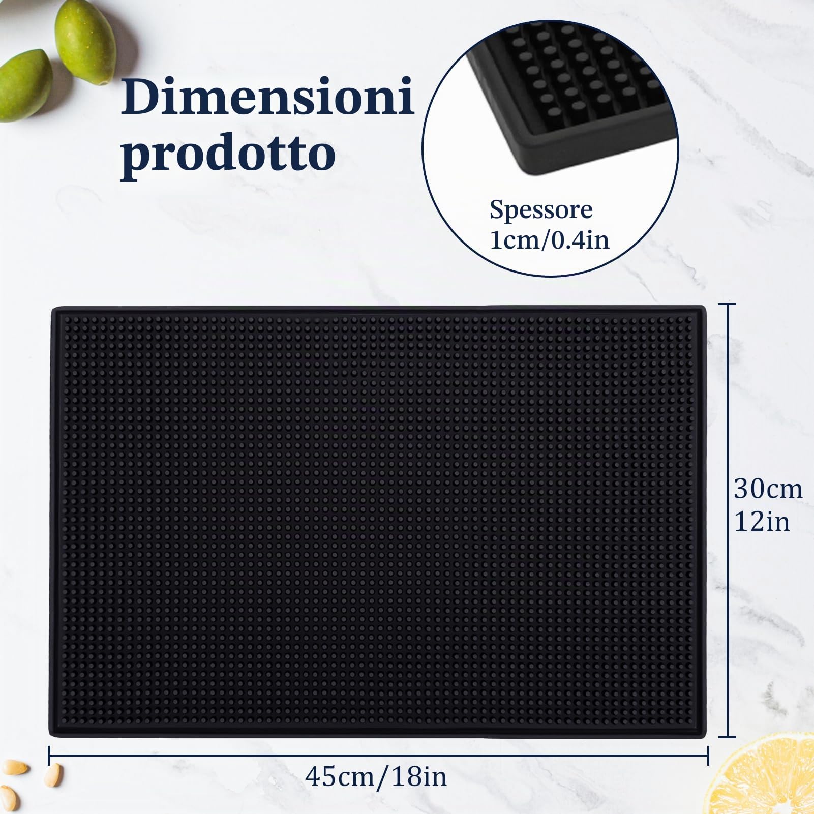 4 tappetini da bar per controsoffitto, 45 x 30 cm, in PVC, per asciugare il caffè, antiscivolo, impermeabile, durevole, per baristi, per la cucina, per animali domestici e caffè