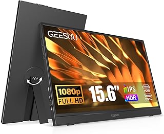 Portable Monitor 15,6 Zoll FHD Tragbarer Monitore Mobiler Bildschirm | IPS HDR mit Lautsprecher USB-C HDMI Einer Stütze für PC Phone Mac Laptop Erweiterung Externer Screen für Arbeit Reisen Gaming