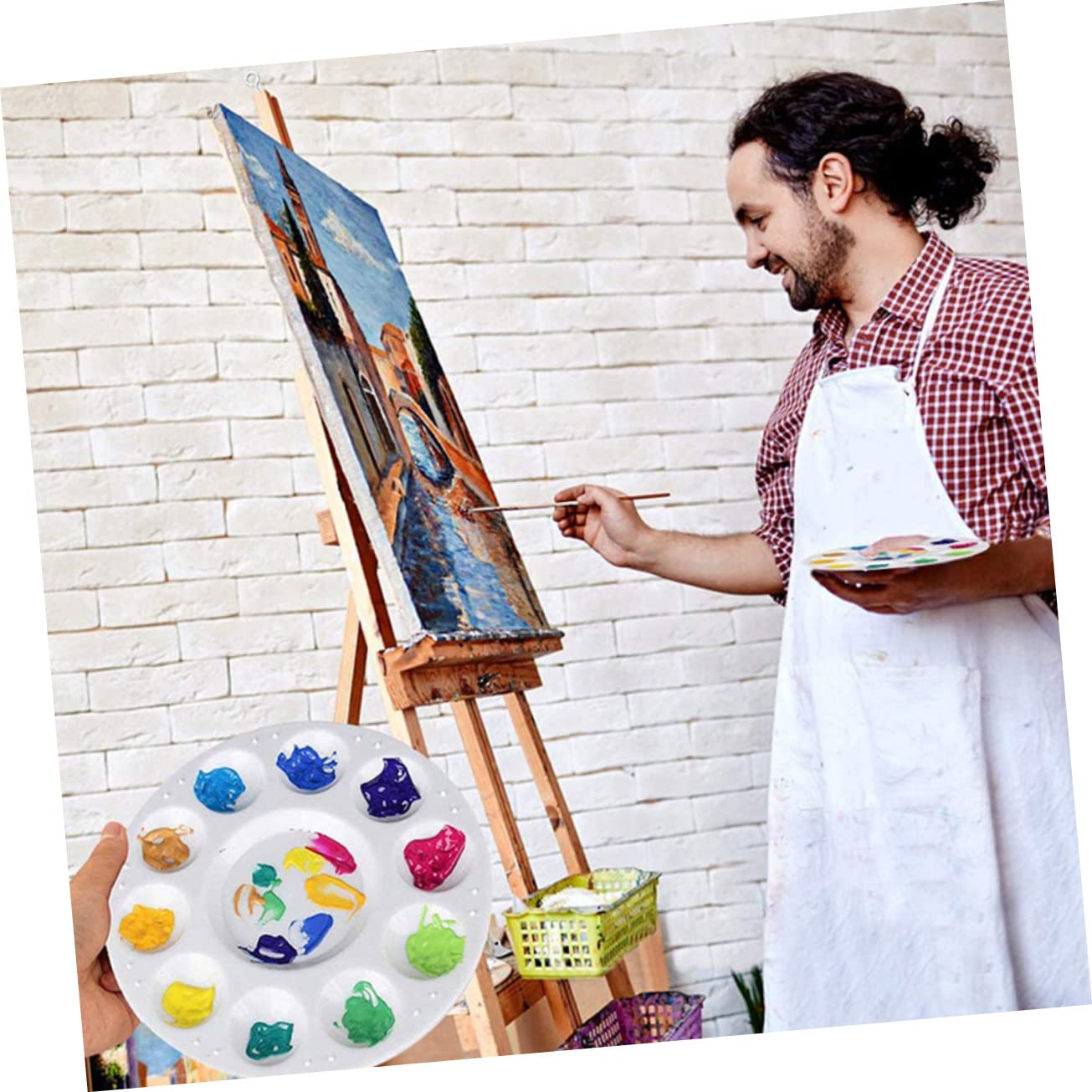 HOMSFOU 15pcs Multi Pigment Mixing Trays Color Mixing Palette for Artists Students Crafts Safe High Grade Material for Painting Watercolor and DIY Projects