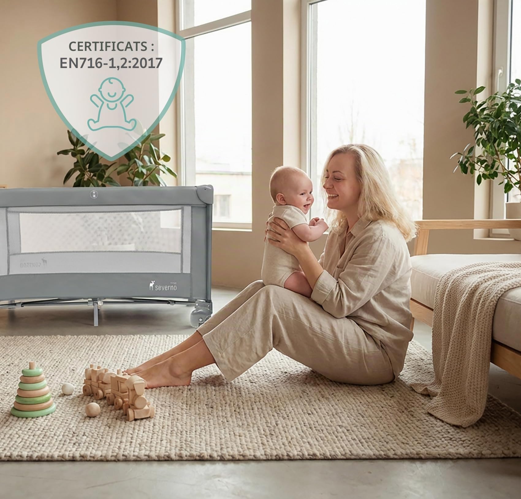 Lits de bébé, Lits de Voyage, lit d'appoint, lit de Voyage pour Enfants, Parc, pour bébés et Enfants de la Naissance jusqu'à 15 kg, Pliable Compact, roulettes et Sac de Transport, Gris Honey