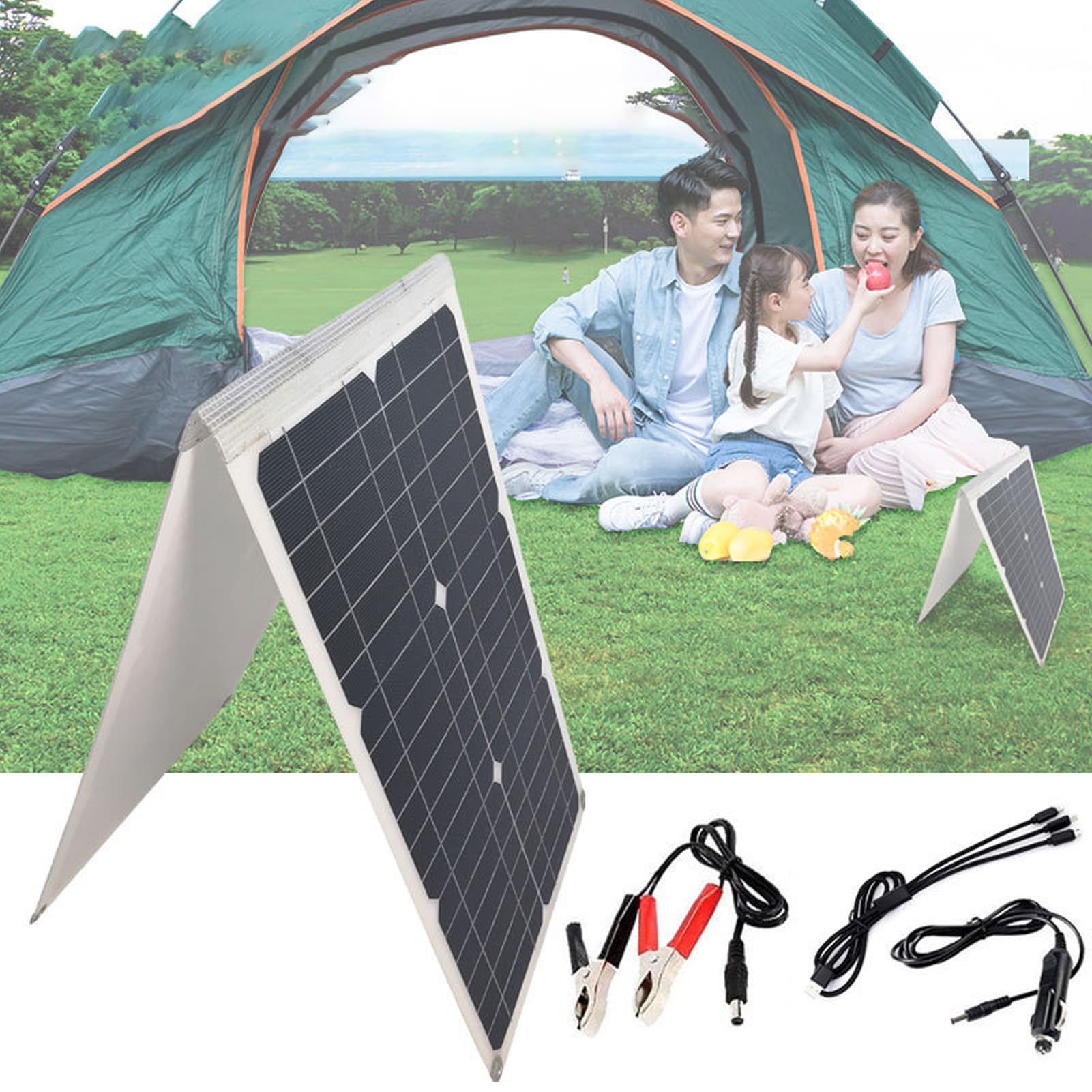 Panneau solaire portable monocristallin à haute efficacité 40W Chargeur solaire pliable avec ports USB pour la randonnée en camping Activités extérieures légères résistantes à