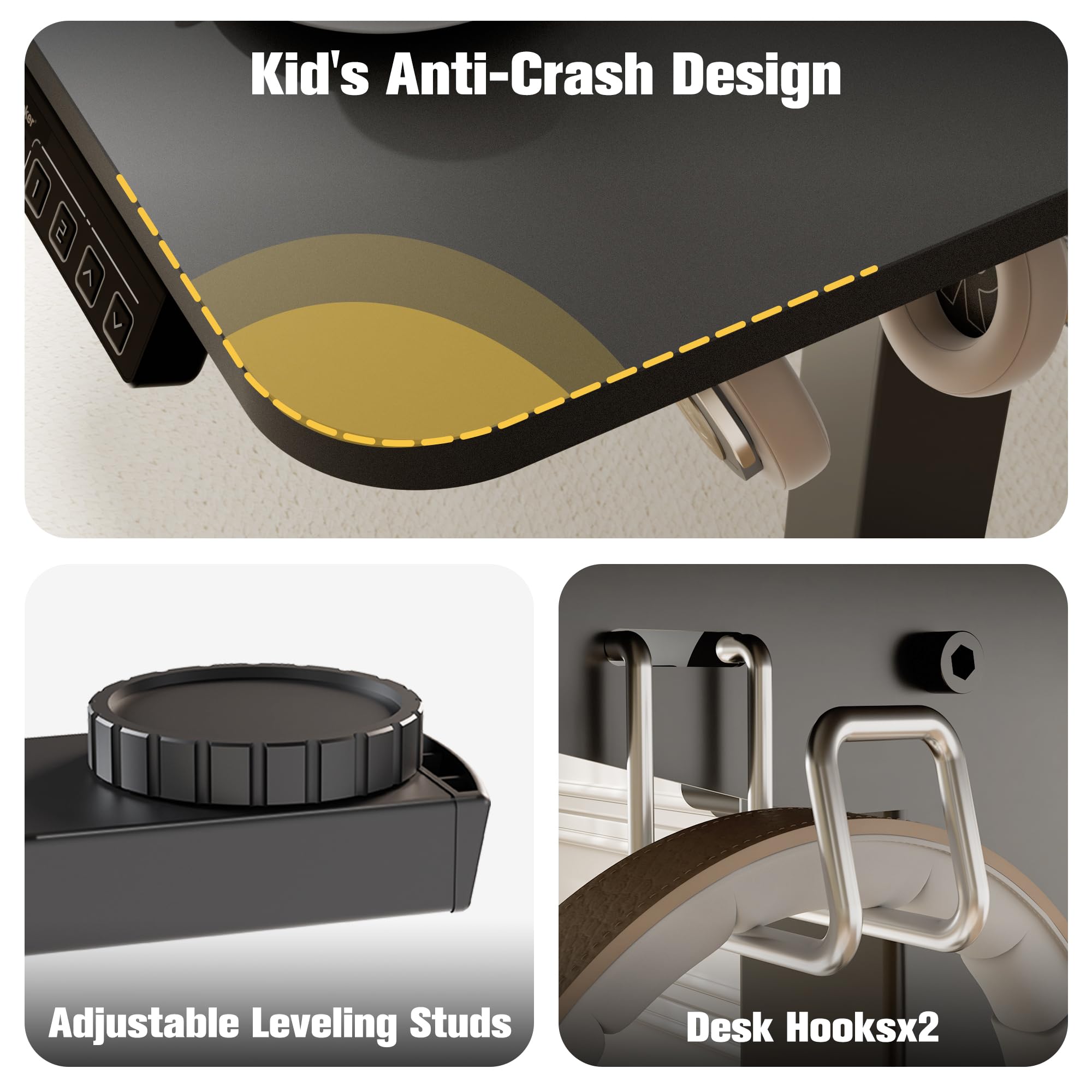 ERGOMAKER Electric Standing Desk, 140 x 60 cm Height Adjustable Sit Stand Desk with Splice Board for Home Office, Computer Table Memory Preset (Black Frame, Black Desktop)