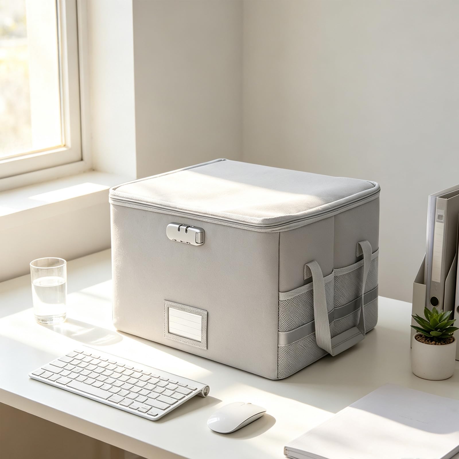 Veemoon Caja para documentos ignífuga con cerradura, estuche para archivos