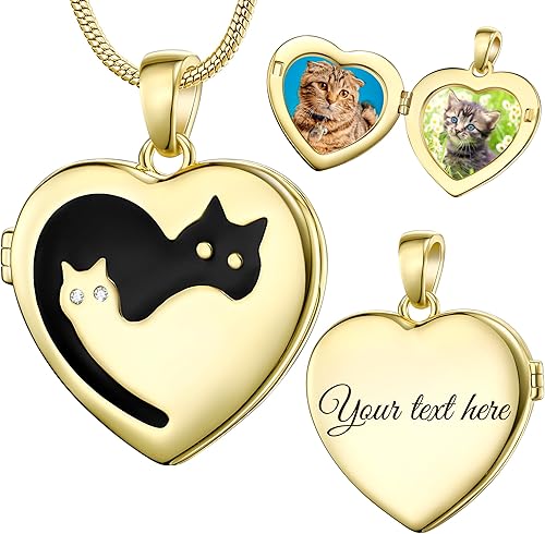 Fanery sue Collar con medallón personalizado para mascotas para mujeres y hombres, collar personalizado con medallón de corazón con estampado de