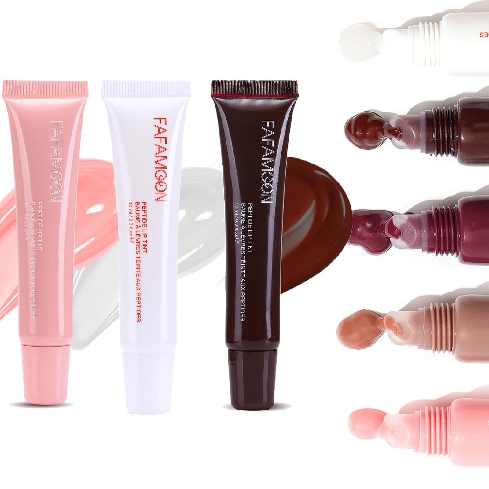 Fafamoon Peptide Lip Tint, Fafamoon Lip Gloss, 5 Colors Hydrating Lip Gloss, Shiny Jelly Lip Plumping Lip Balms, Long-Lasting Lip Stain Lip Care Oil for Women, Non-sticky (3Pcs-B)