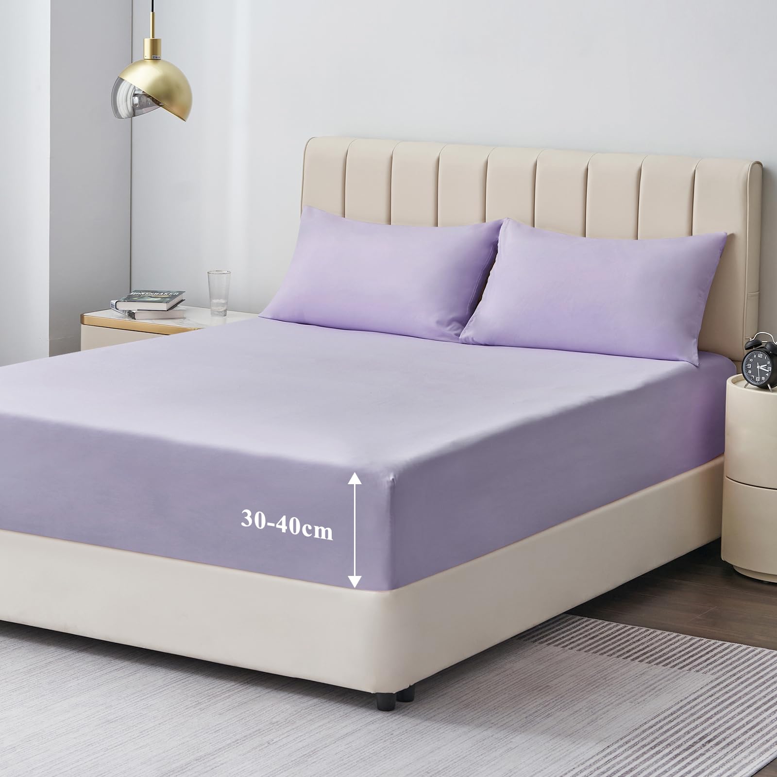 Aisbo Spannbettlaken 160x200cm Bettlaken Boxspringbett - Bett Lila 160x200 aus Premium Mikrofaser, weiches Spannbetttuch 160 x 200 Lavendel Lila Steghöhe 40cm für Wasserbett Bed Fitted Sheet