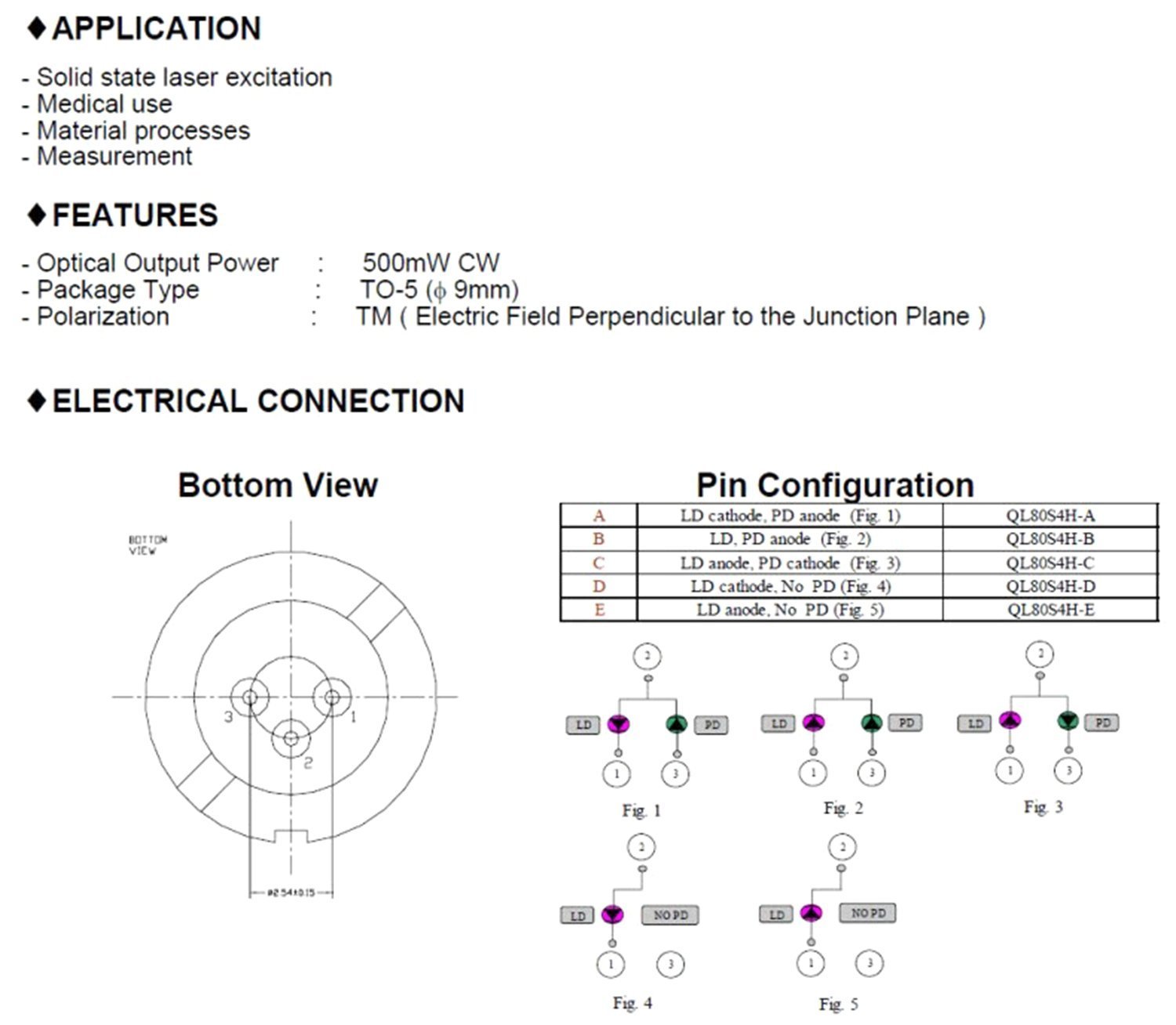 Nouvel original 808nm CW 500mw IR infrarouge Laser DiodeT0-56 (9MM)