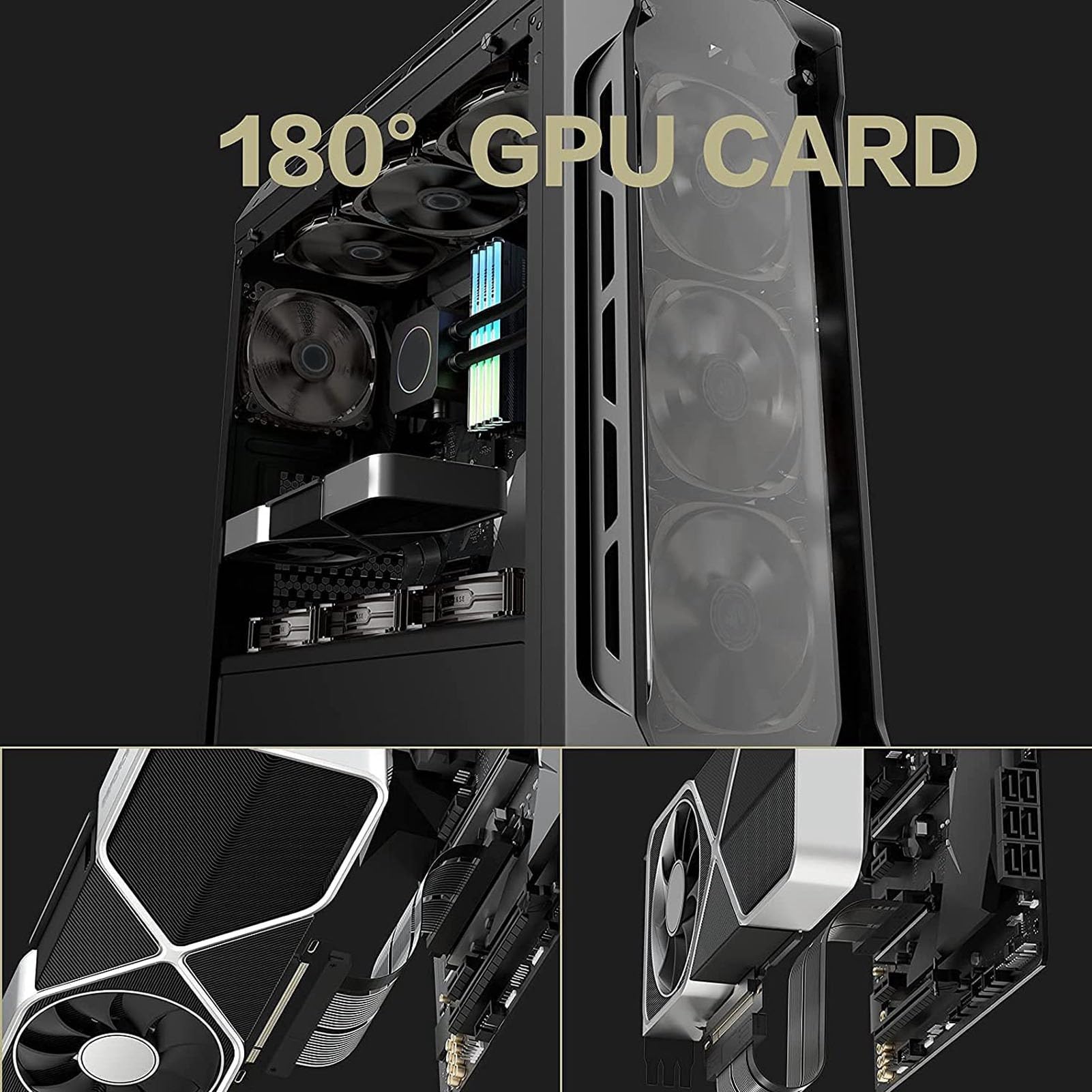 Generic Kabel Riser PCIE 4.0 X16, Czarny, Elastyczny, Szybki Kabel Riser GPU Plug and Play 64 GB/s dla RTX3070 RTX3070ti dla RTX3090ti RTX3090 (40cm)