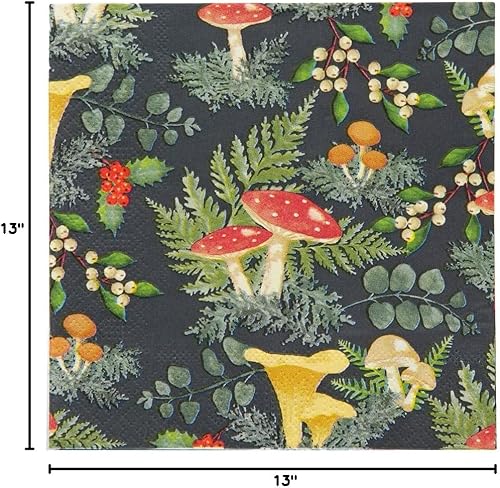 Miniatura 5 de Talking Tables Servilletas de cena de otoño con hongos del bosque y setas  Paquete de 20 servilletas de papel reciclables para Navidad, fiesta
