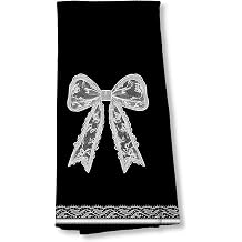 Black and White Coquette Lace Bow Print Kitchen Dish Tea Towels 16x24Printing, Girly Aesthetic Hand Towels for Bathroom, Coquette Bathroom Decor,Bow TowelPrint