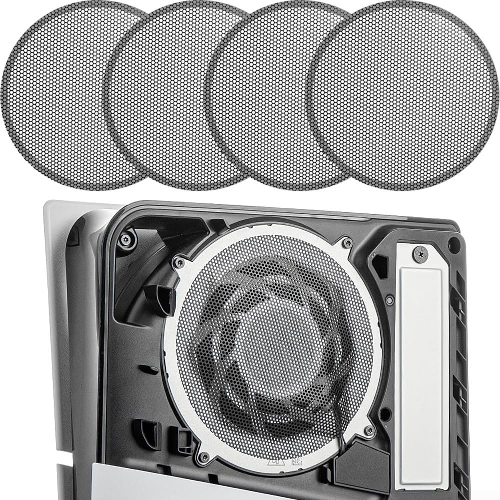 Lot De 4 Filtres Anti-Poussière Pour Ventilateur PS5 - Maille PVC Noir 11x11 Cm - Protection Console Propre