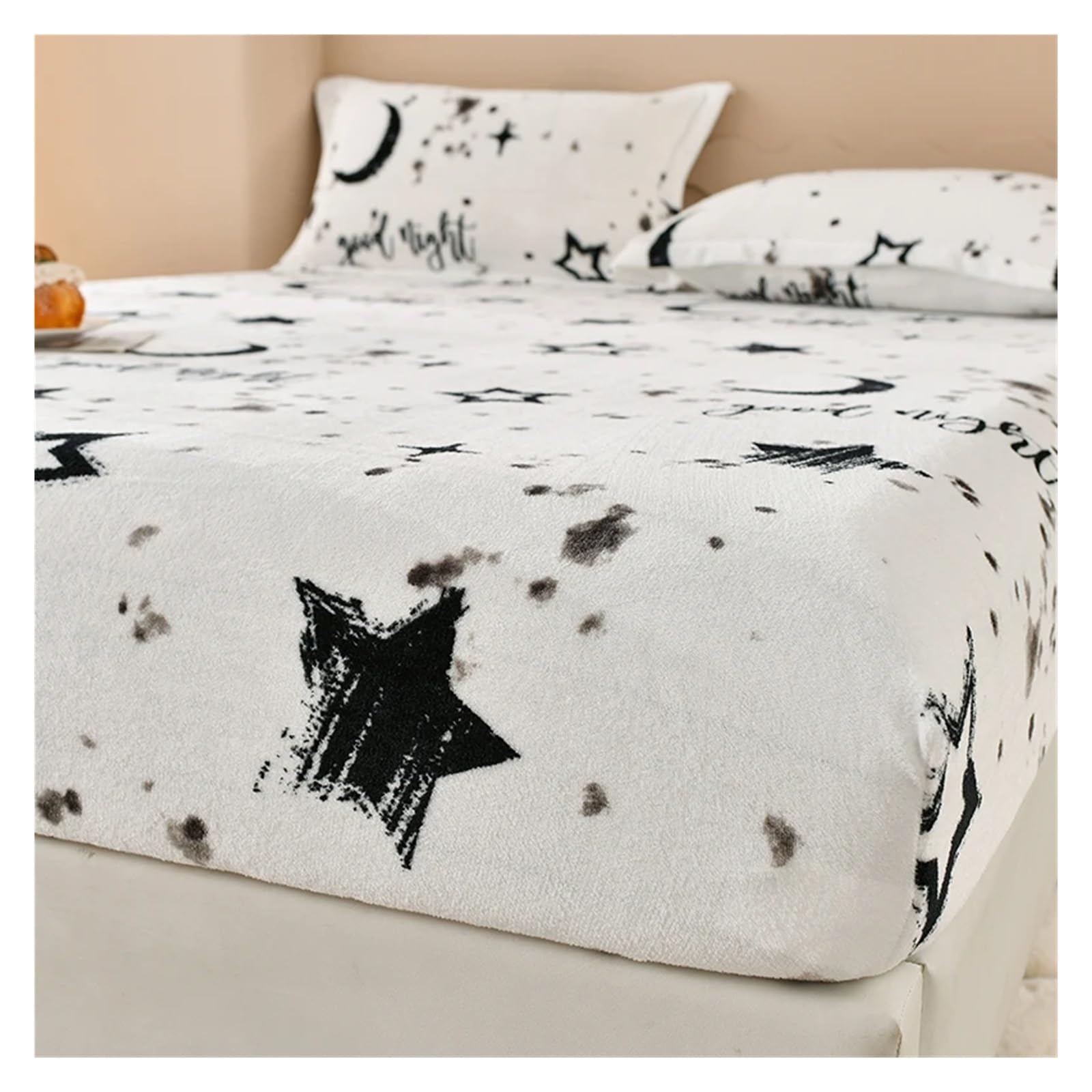 Fitted Sheet Super Warm Bed Sheet for Winter Cartoon Style Fitted Bed Sheet Queen/King Size fundas de colchón Reactive Printed All-inclusive(Fxdd,120x200x25cm 1pc)